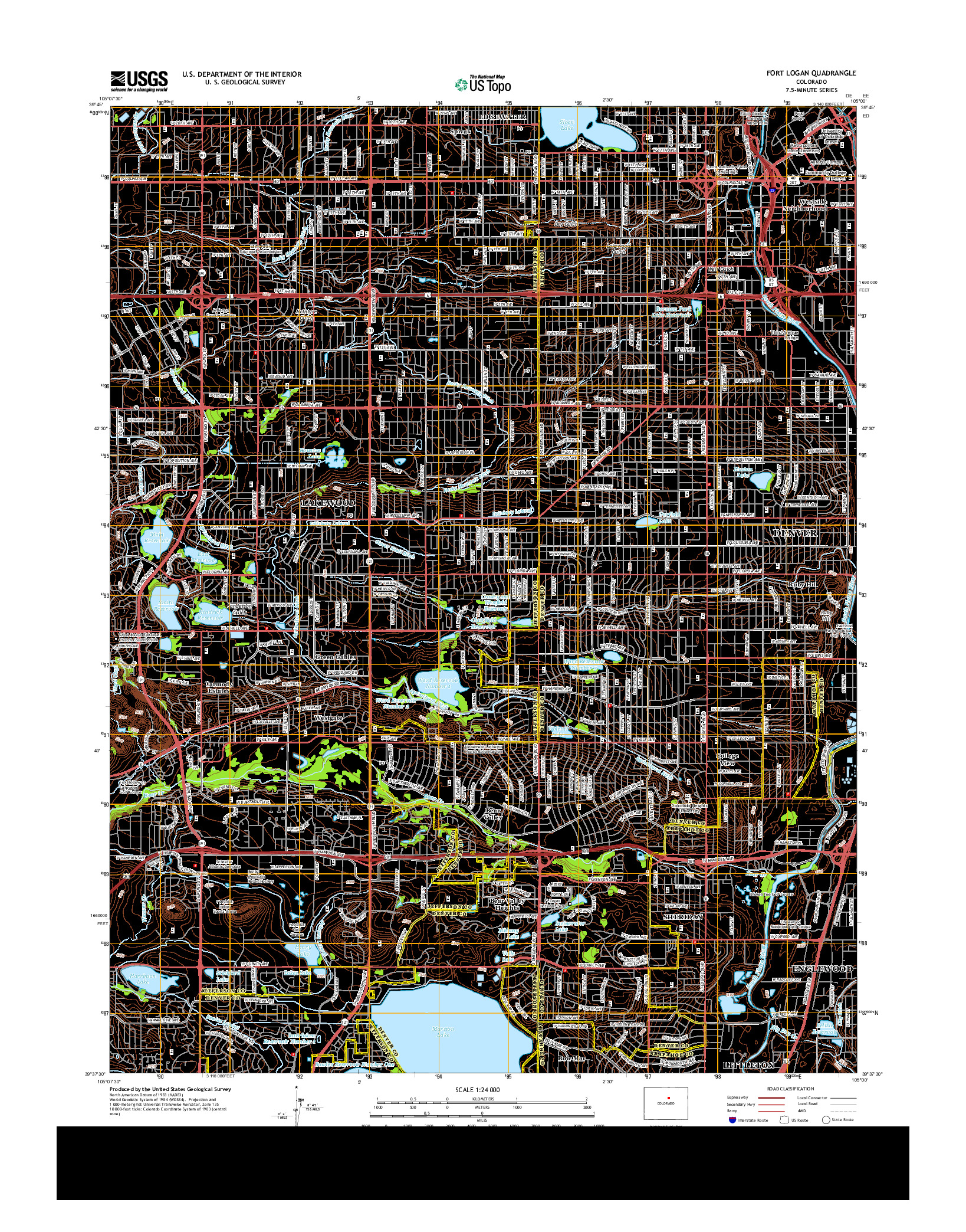 USGS US TOPO 7.5-MINUTE MAP FOR FORT LOGAN, CO 2013