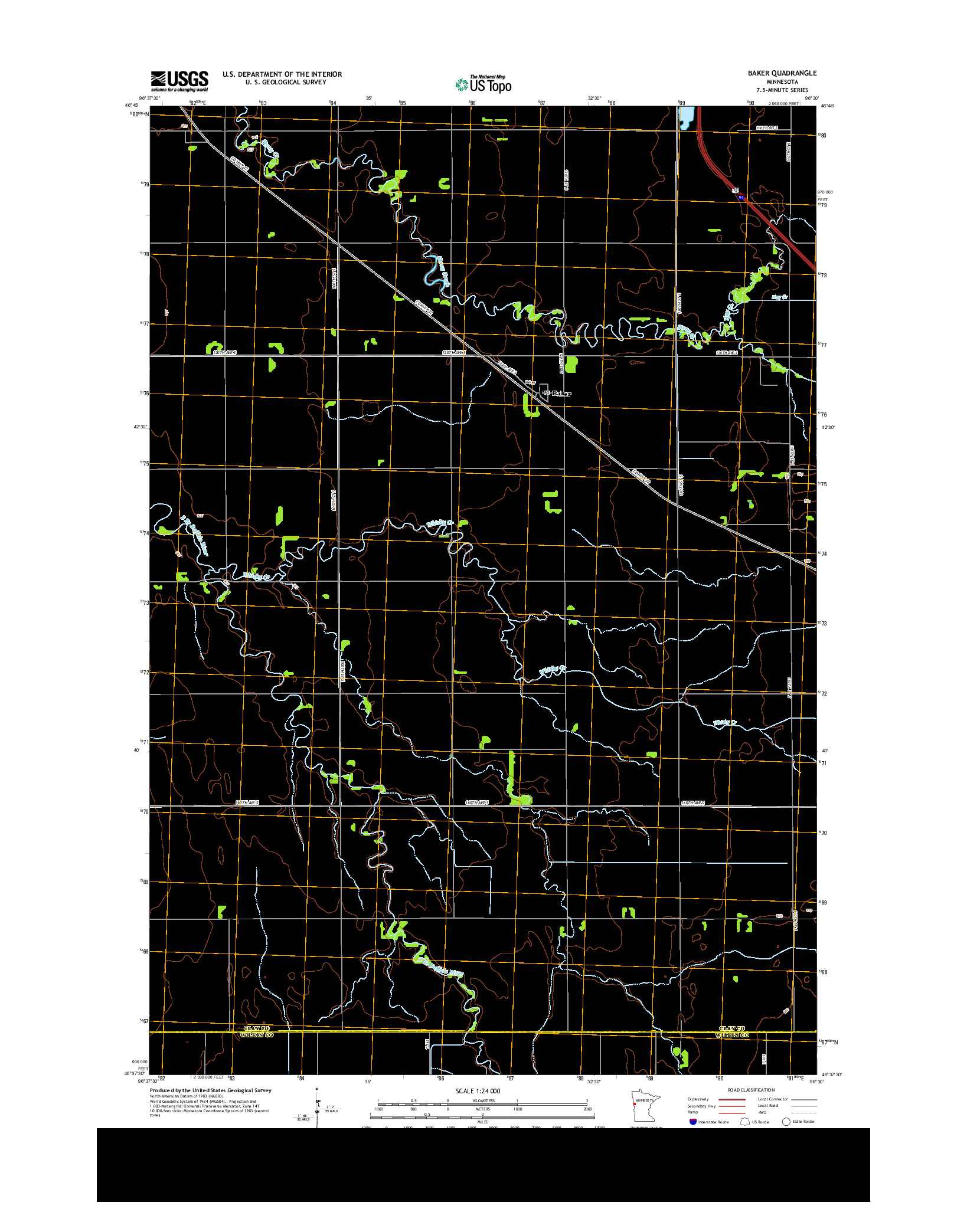 USGS US TOPO 7.5-MINUTE MAP FOR BAKER, MN 2013