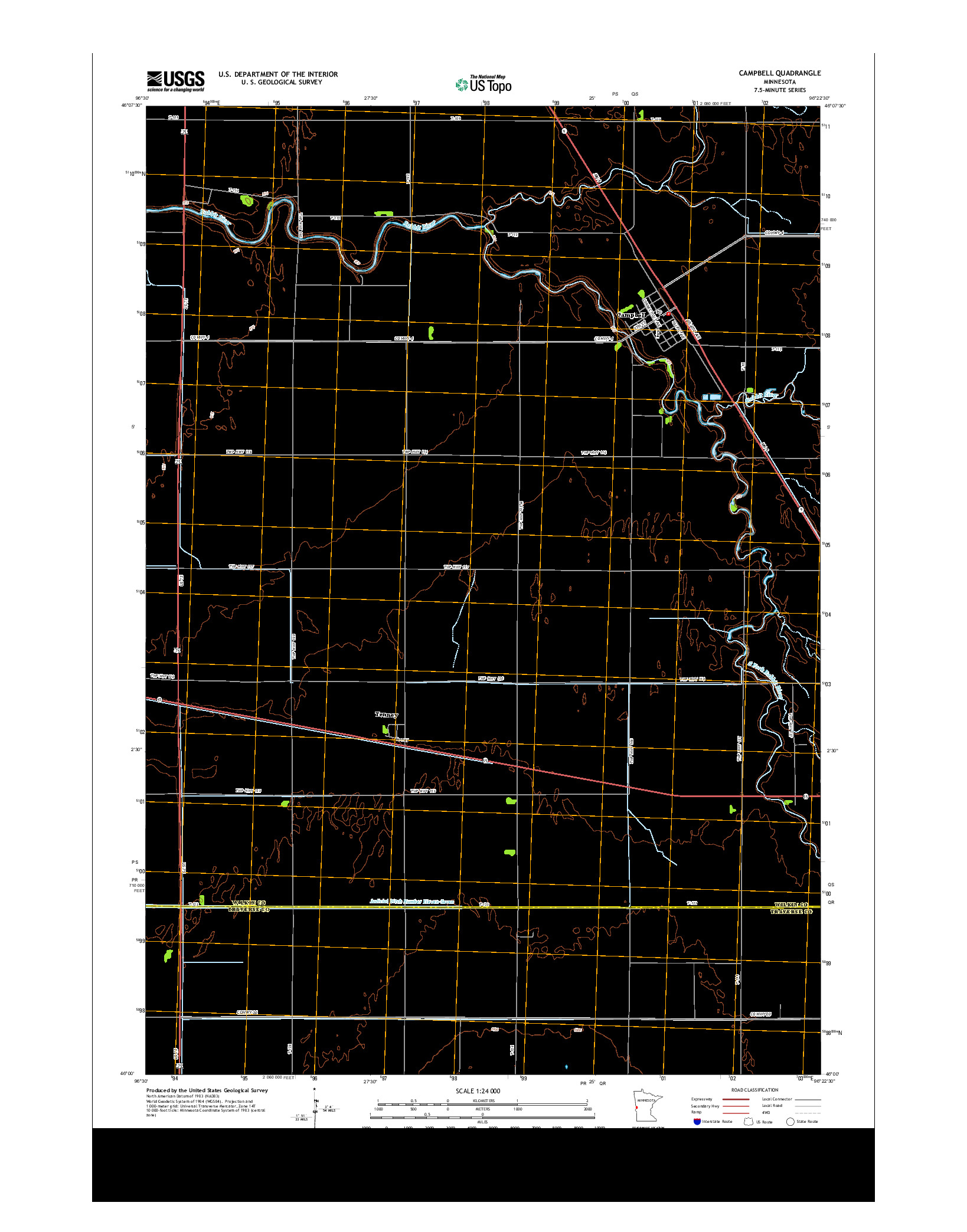 USGS US TOPO 7.5-MINUTE MAP FOR CAMPBELL, MN 2013