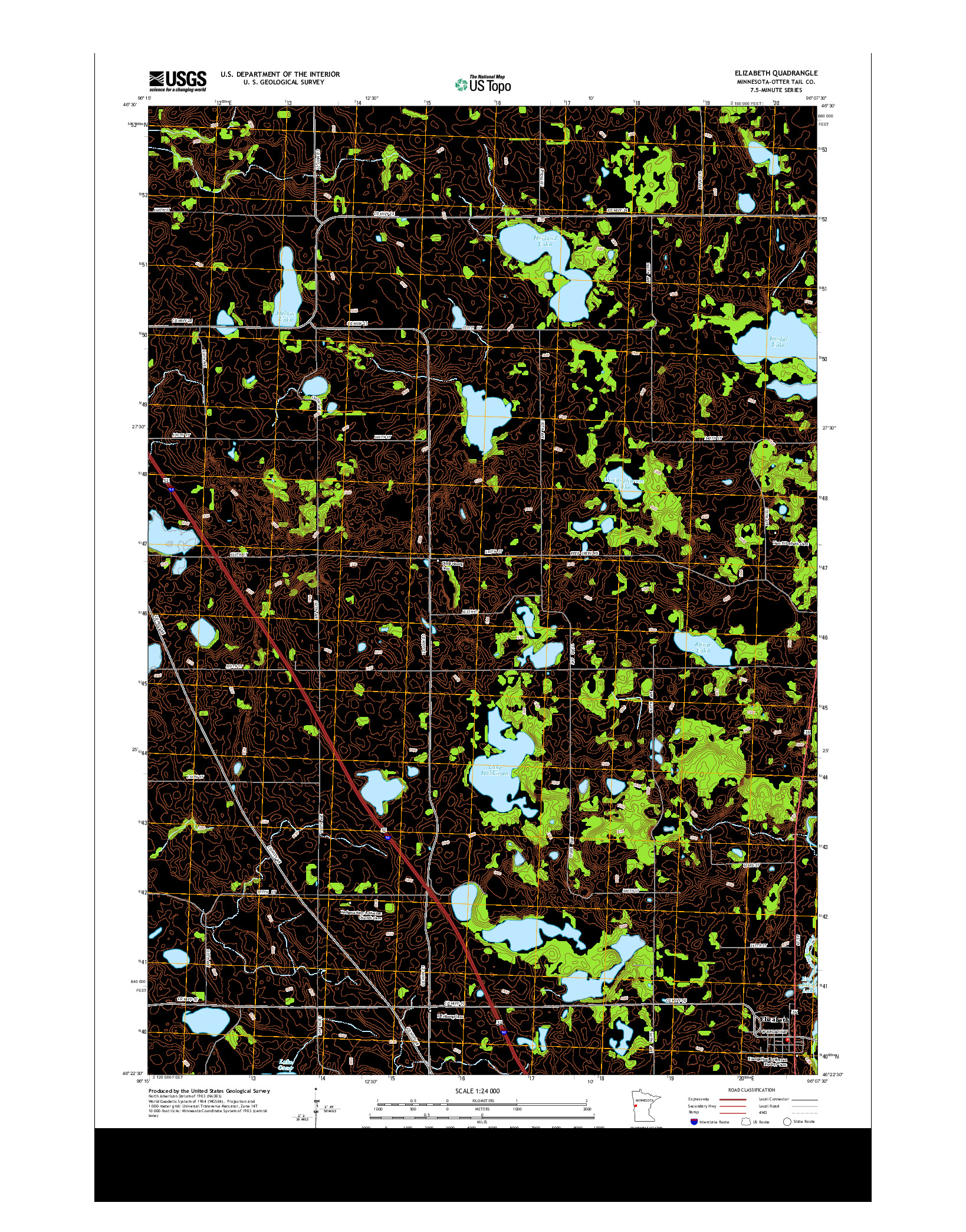 USGS US TOPO 7.5-MINUTE MAP FOR ELIZABETH, MN 2013