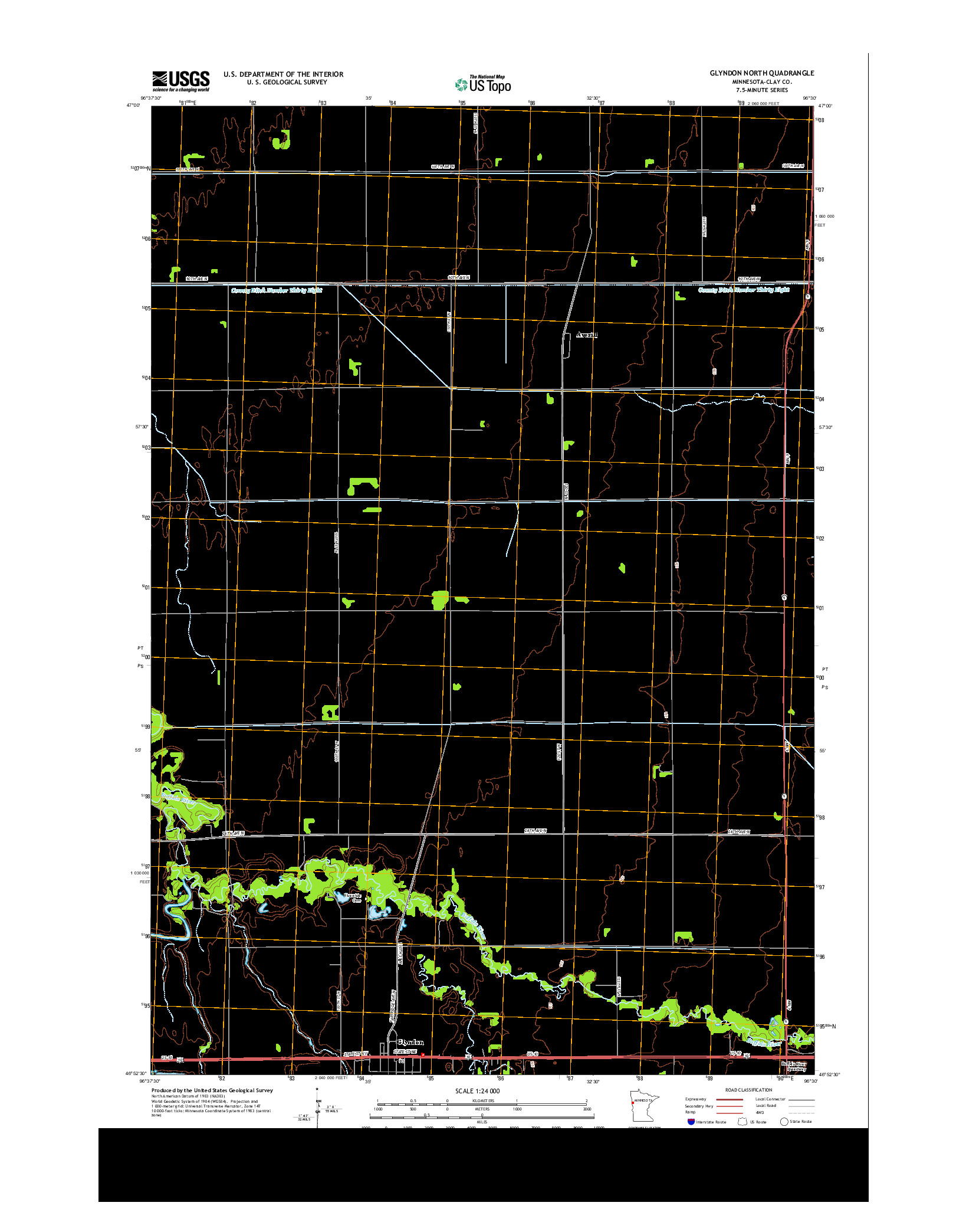 USGS US TOPO 7.5-MINUTE MAP FOR GLYNDON NORTH, MN 2013