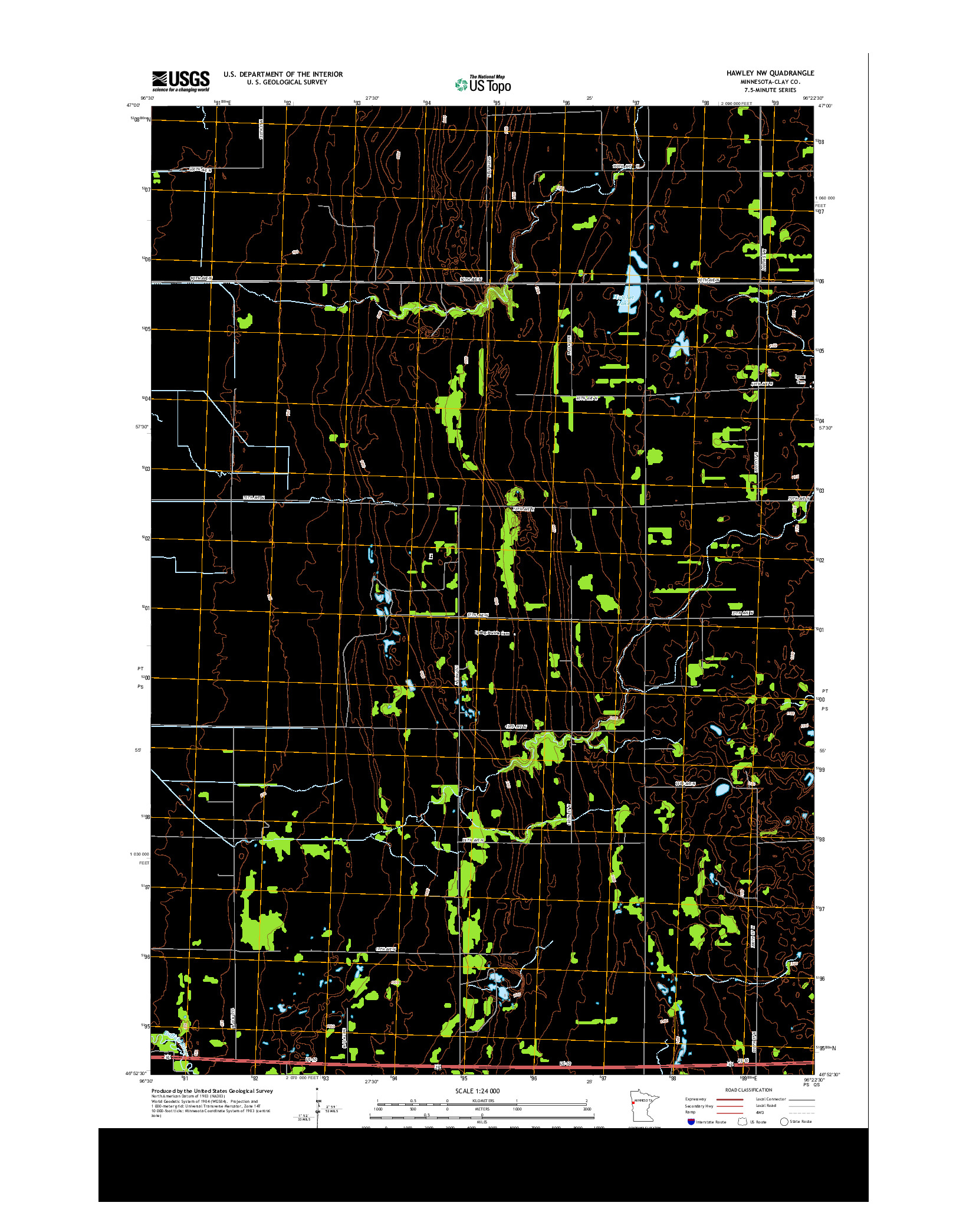 USGS US TOPO 7.5-MINUTE MAP FOR HAWLEY NW, MN 2013