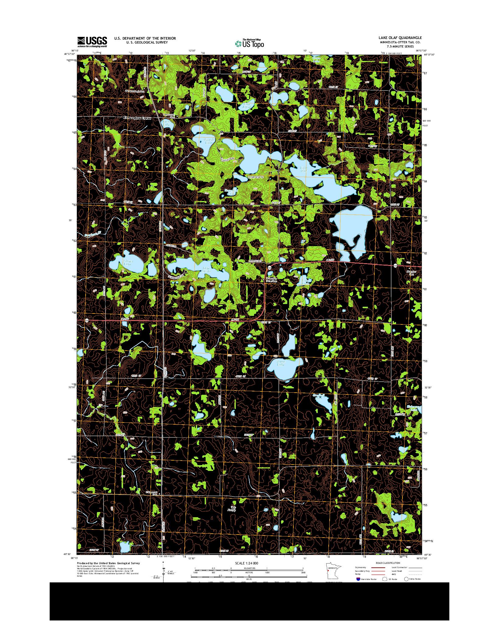 USGS US TOPO 7.5-MINUTE MAP FOR LAKE OLAF, MN 2013
