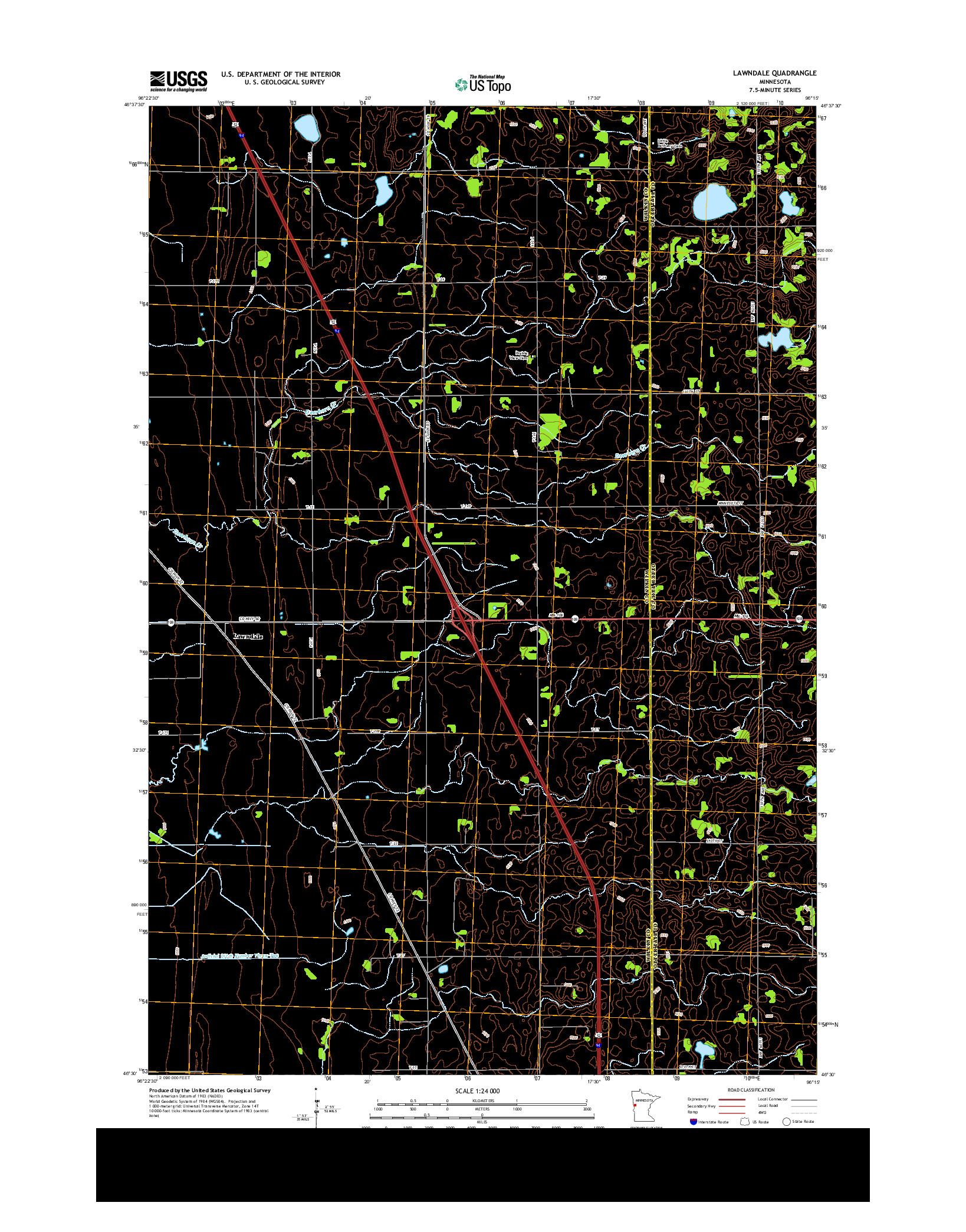 USGS US TOPO 7.5-MINUTE MAP FOR LAWNDALE, MN 2013