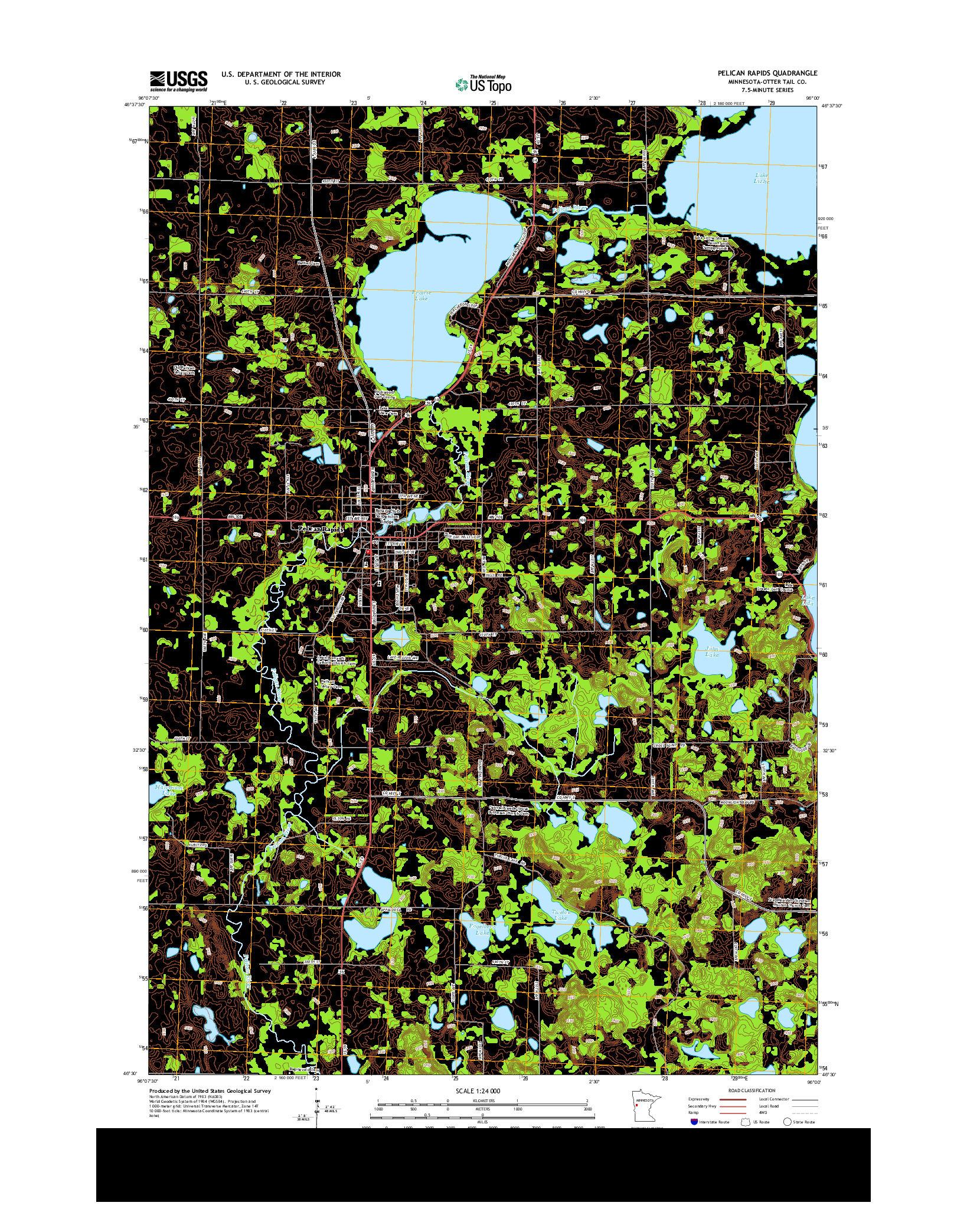 USGS US TOPO 7.5-MINUTE MAP FOR PELICAN RAPIDS, MN 2013
