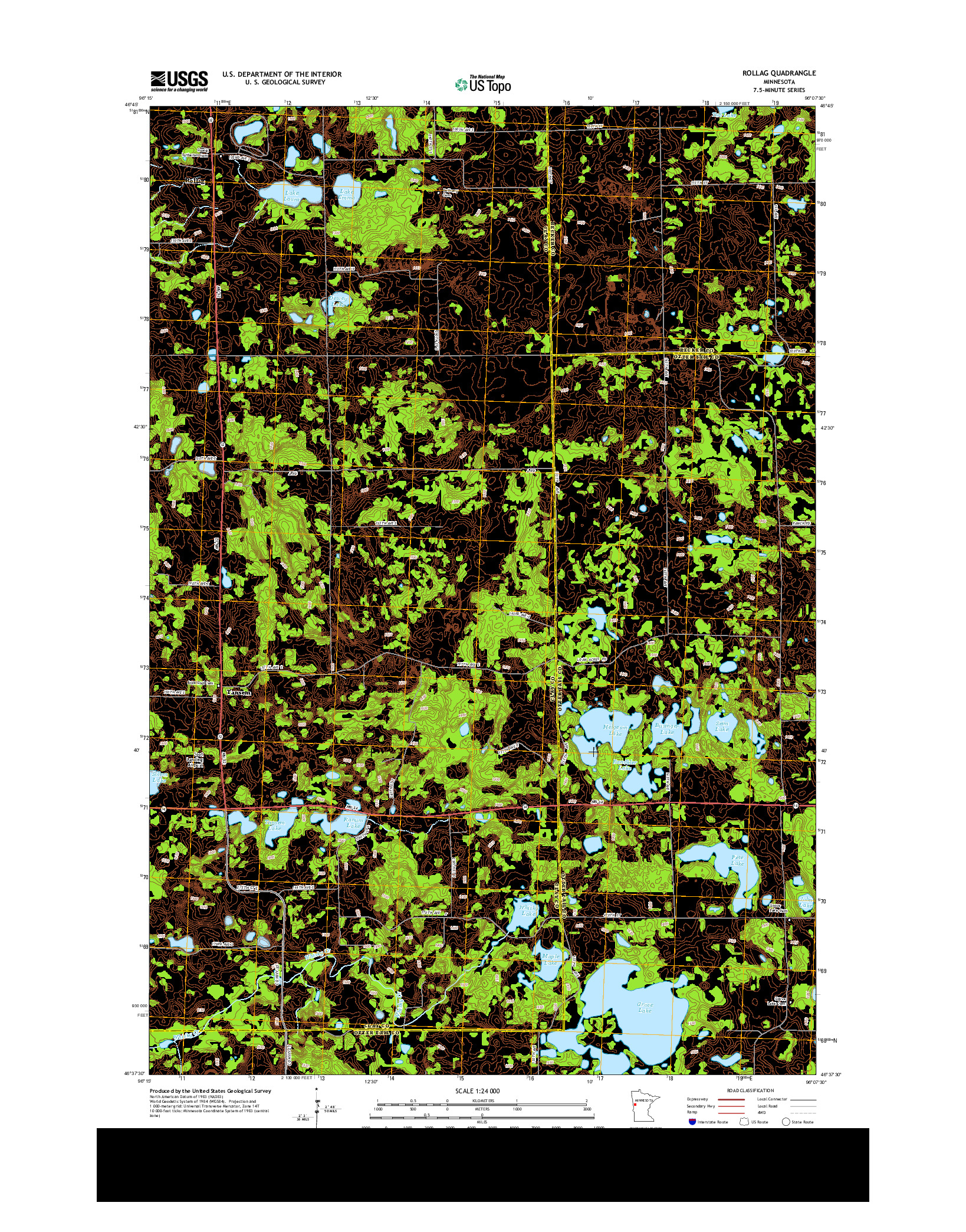 USGS US TOPO 7.5-MINUTE MAP FOR ROLLAG, MN 2013