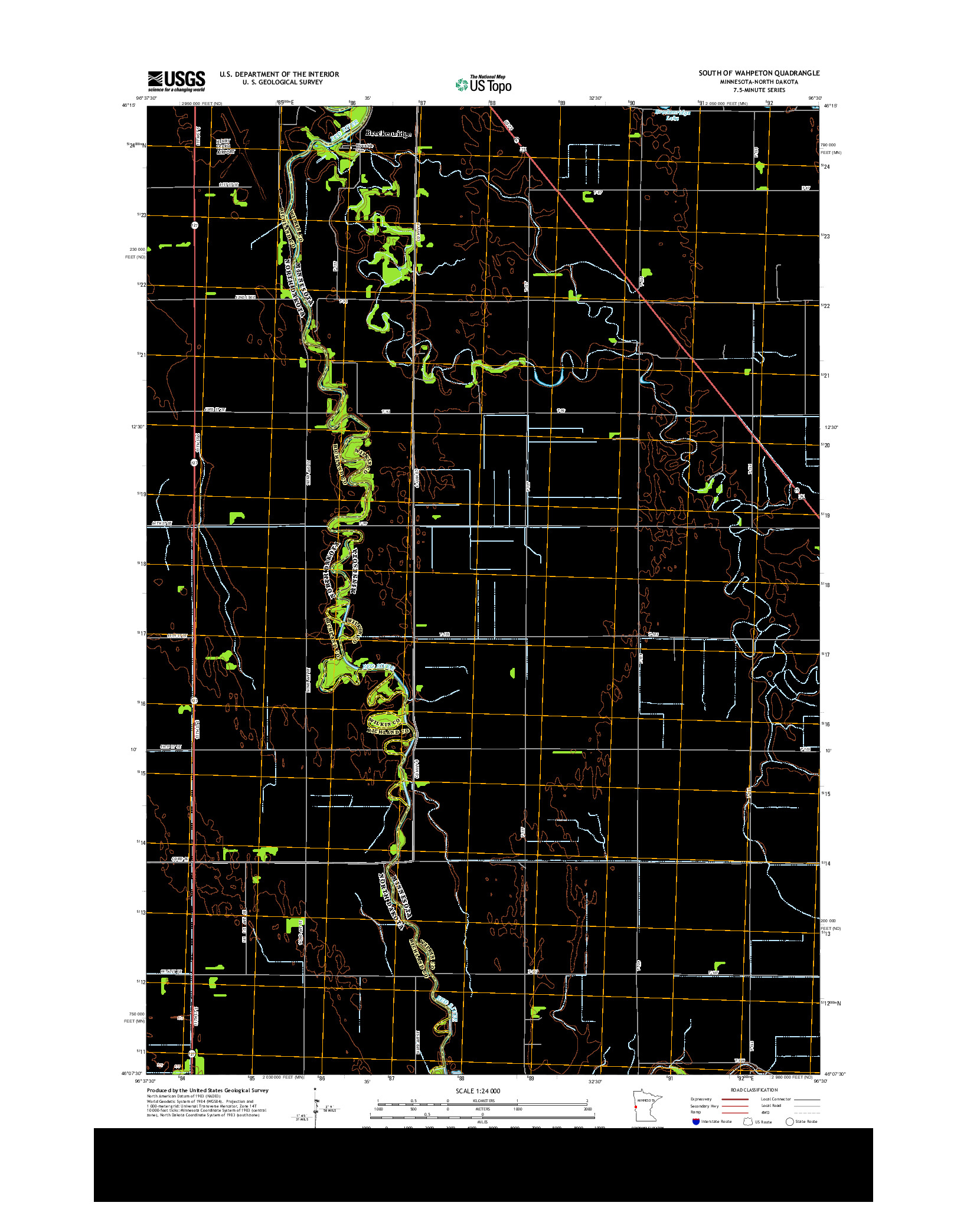 USGS US TOPO 7.5-MINUTE MAP FOR SOUTH OF WAHPETON, MN-ND 2013
