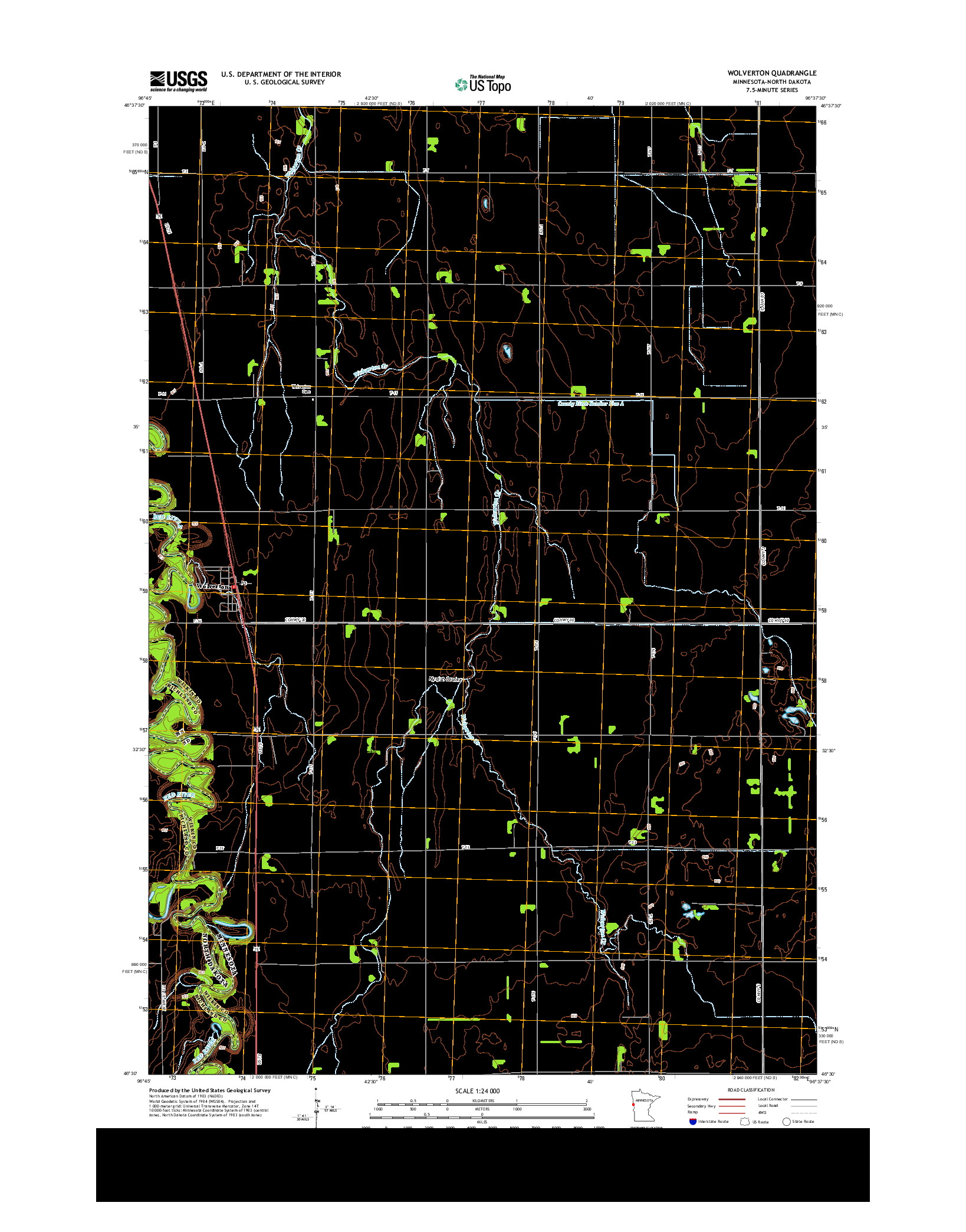 USGS US TOPO 7.5-MINUTE MAP FOR WOLVERTON, MN-ND 2013
