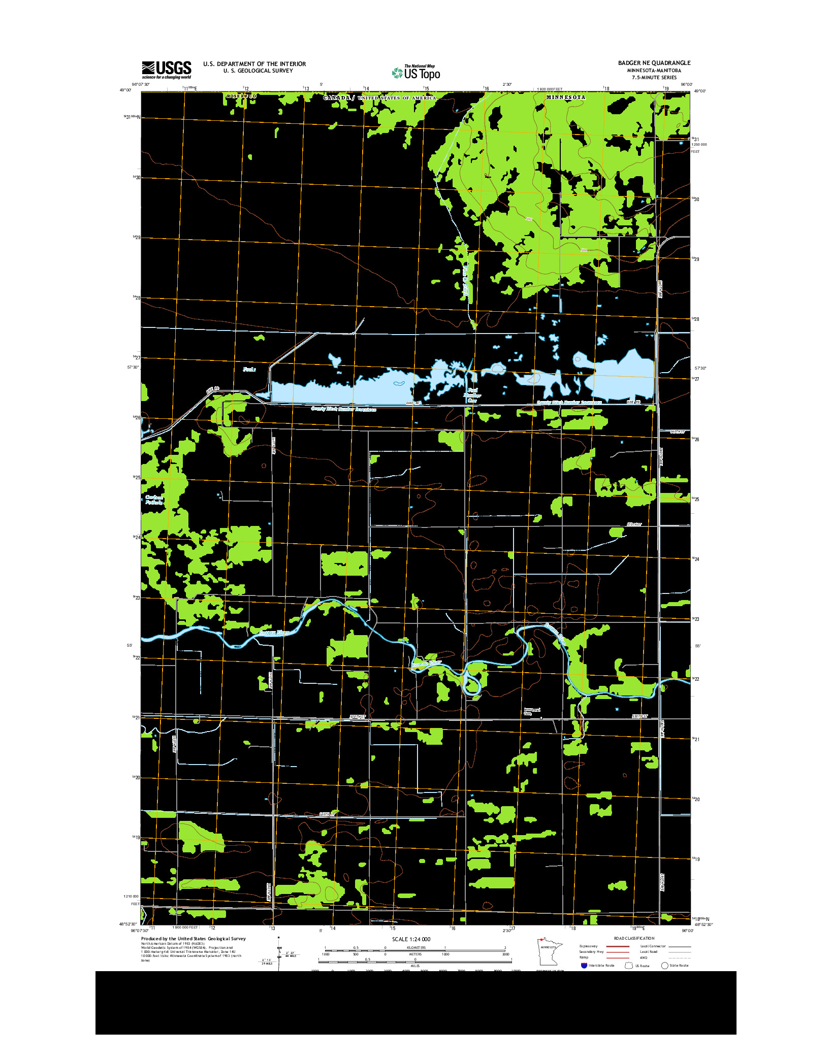 USGS US TOPO 7.5-MINUTE MAP FOR BADGER NE, MN-MB 2013