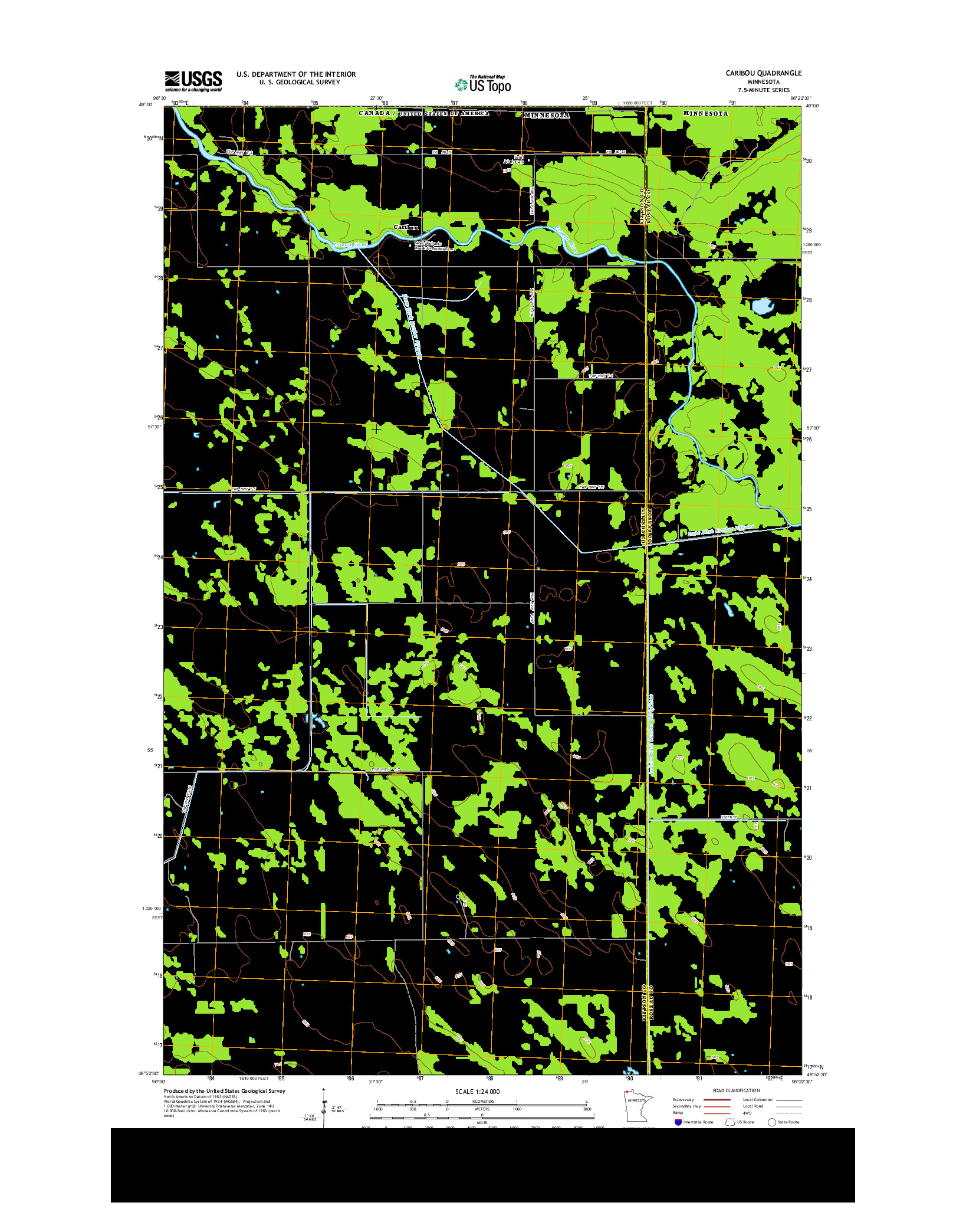 USGS US TOPO 7.5-MINUTE MAP FOR CARIBOU, MN 2013