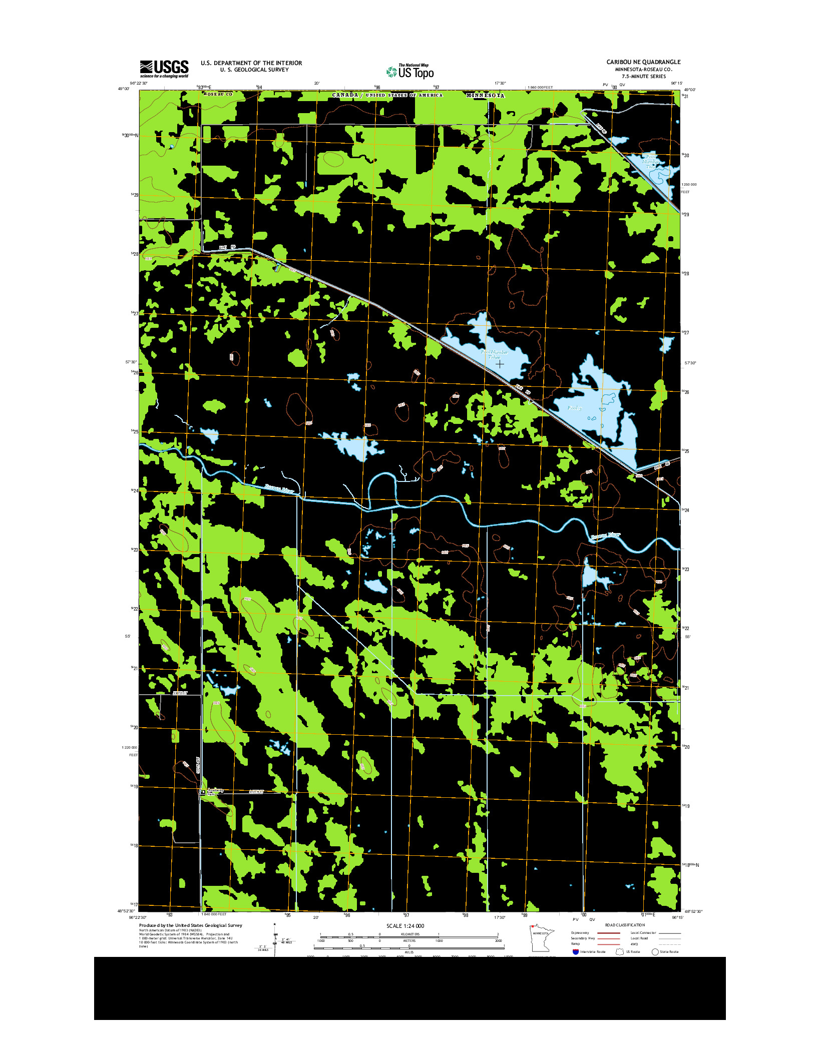 USGS US TOPO 7.5-MINUTE MAP FOR CARIBOU NE, MN 2013