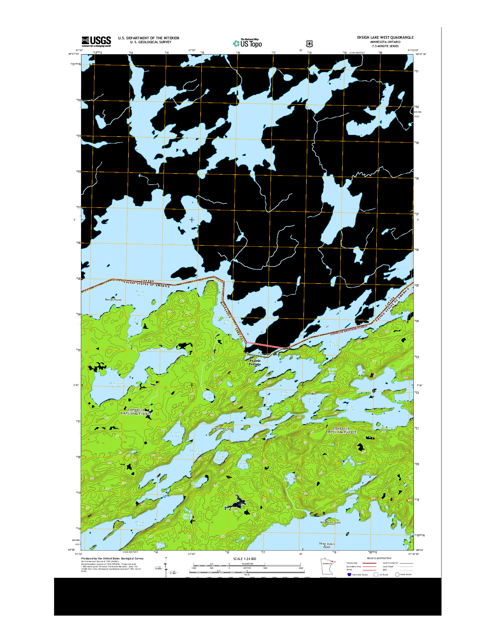 USGS US TOPO 7.5-MINUTE MAP FOR ENSIGN LAKE WEST, MN-ON 2013
