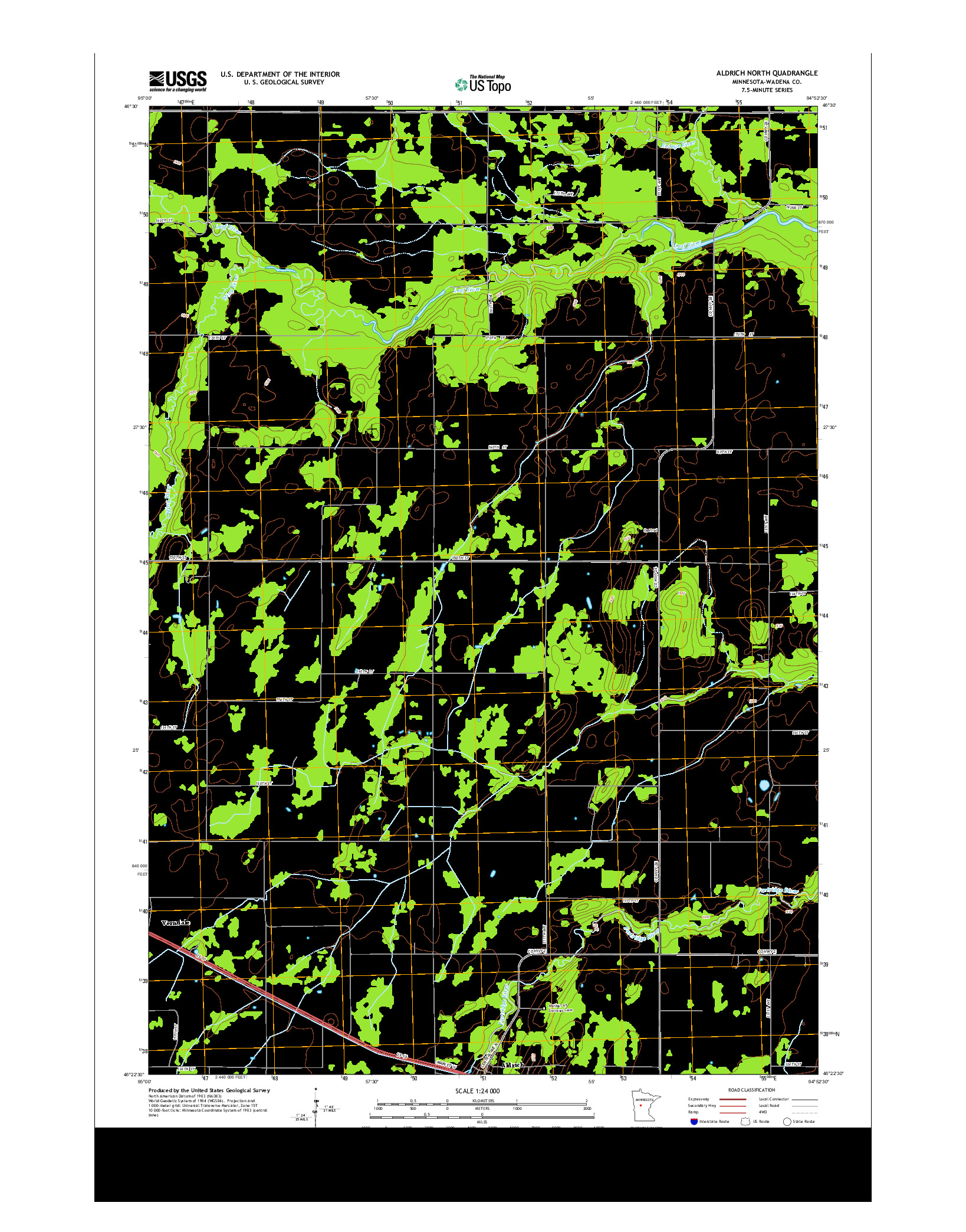 USGS US TOPO 7.5-MINUTE MAP FOR ALDRICH NORTH, MN 2013
