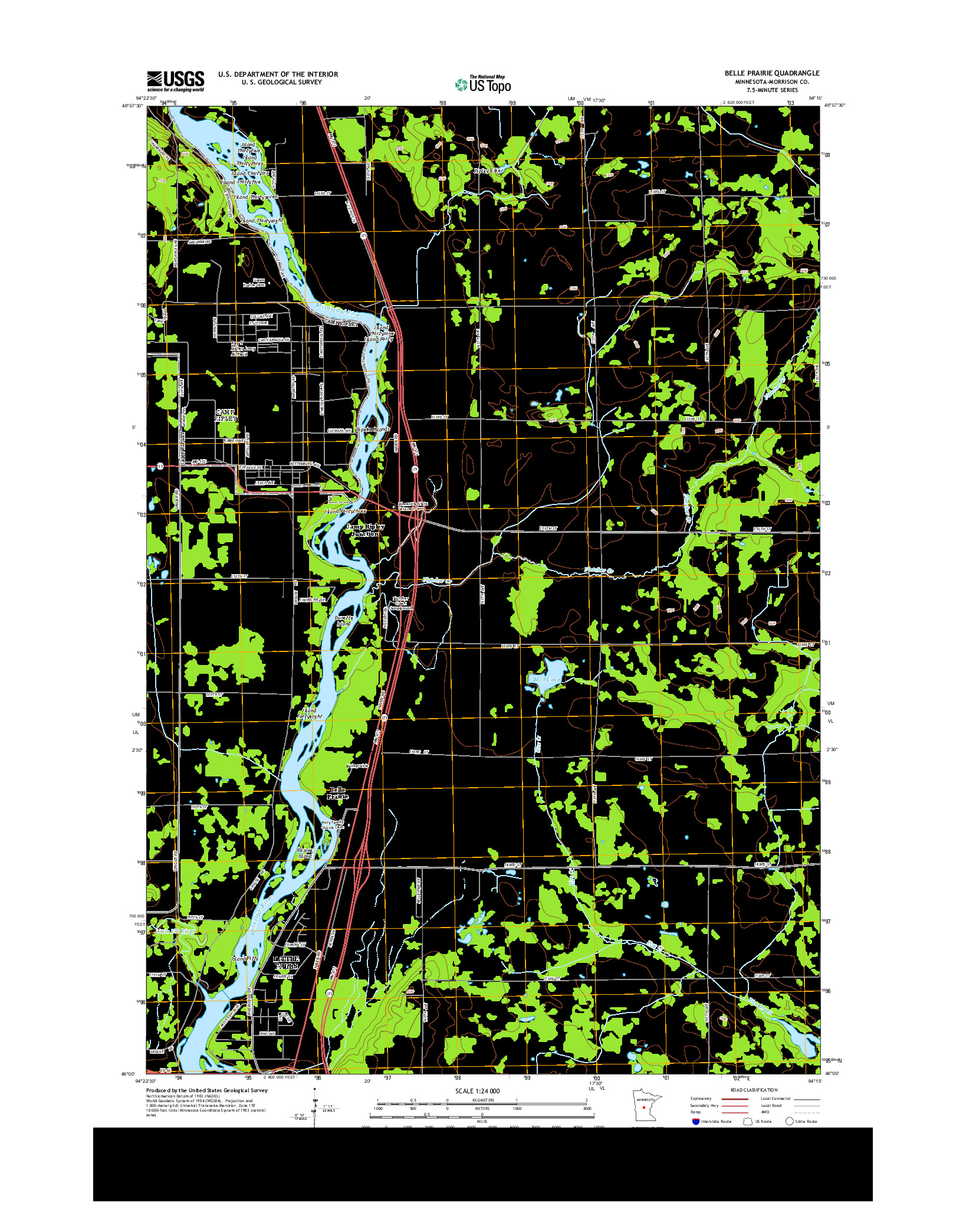 USGS US TOPO 7.5-MINUTE MAP FOR BELLE PRAIRIE, MN 2013