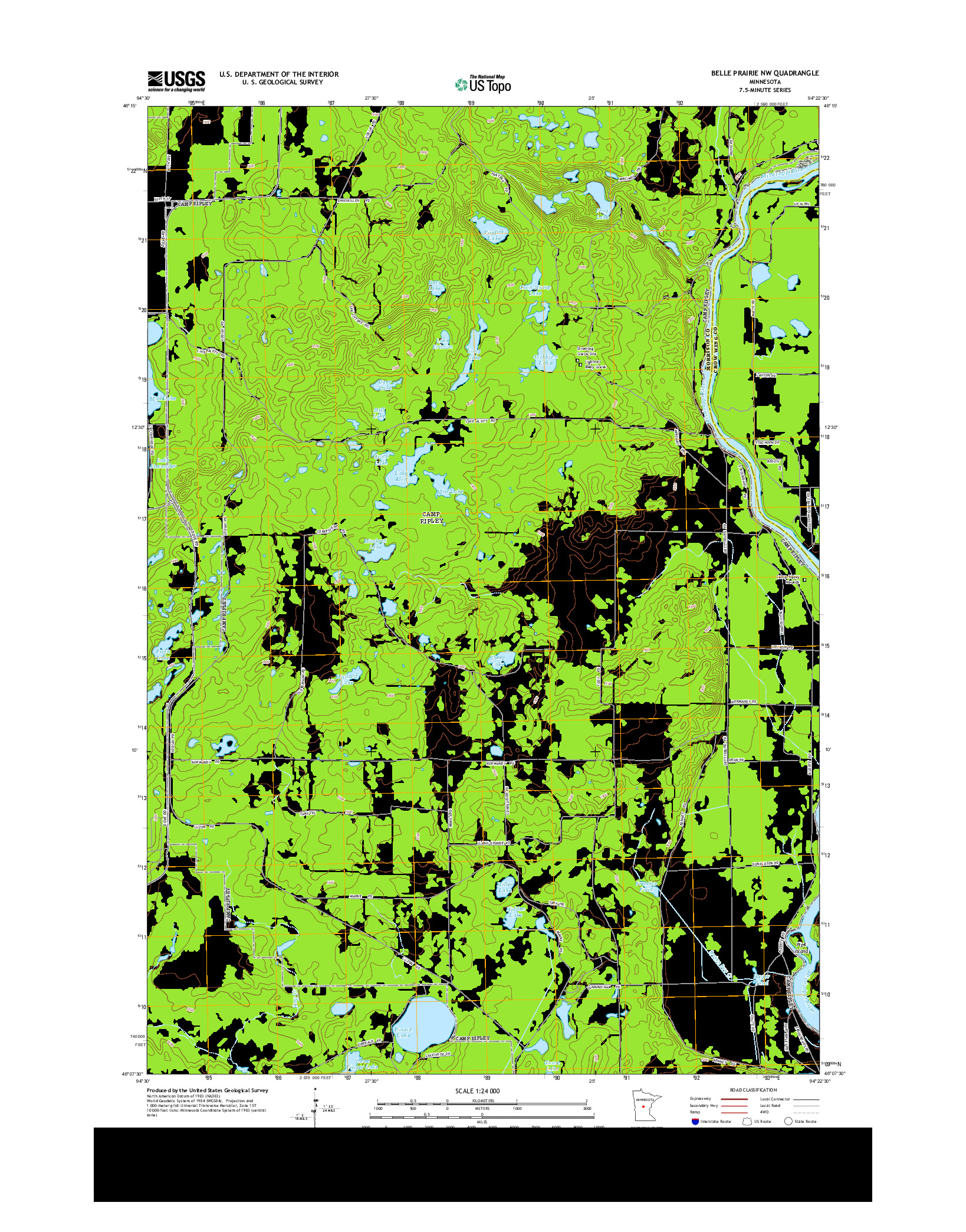USGS US TOPO 7.5-MINUTE MAP FOR BELLE PRAIRIE NW, MN 2013