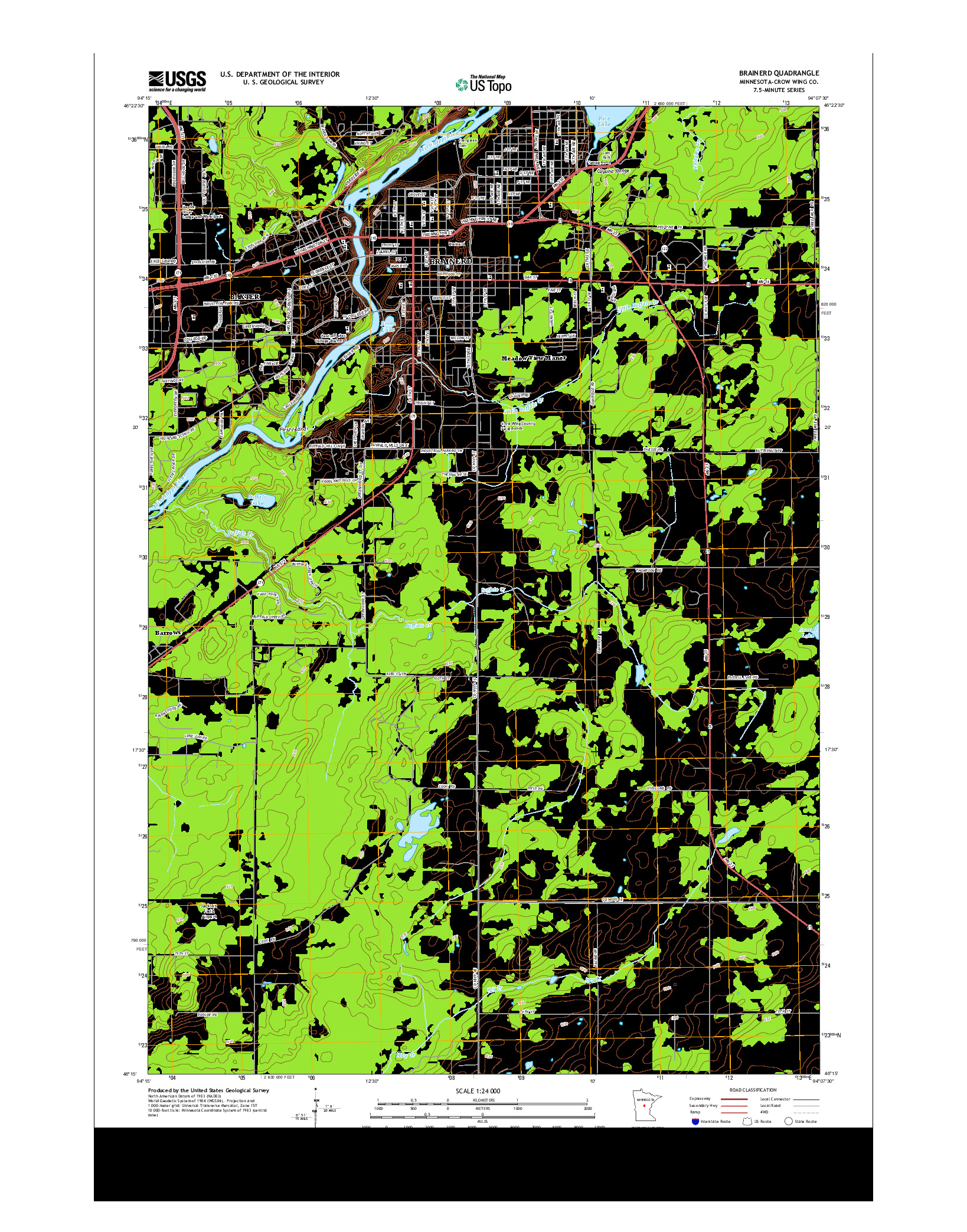 USGS US TOPO 7.5-MINUTE MAP FOR BRAINERD, MN 2013