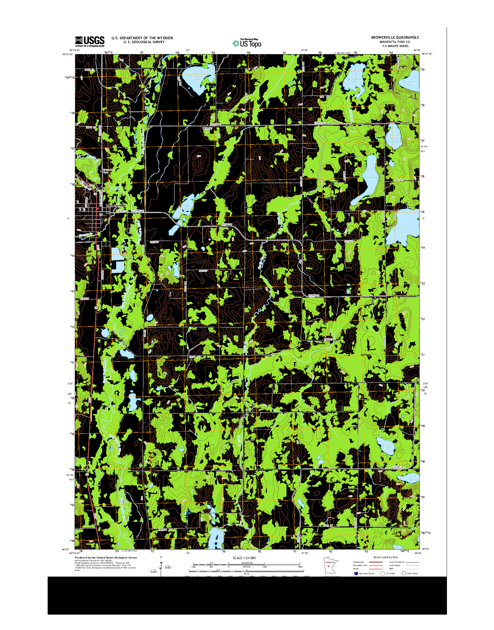 USGS US TOPO 7.5-MINUTE MAP FOR BROWERVILLE, MN 2013