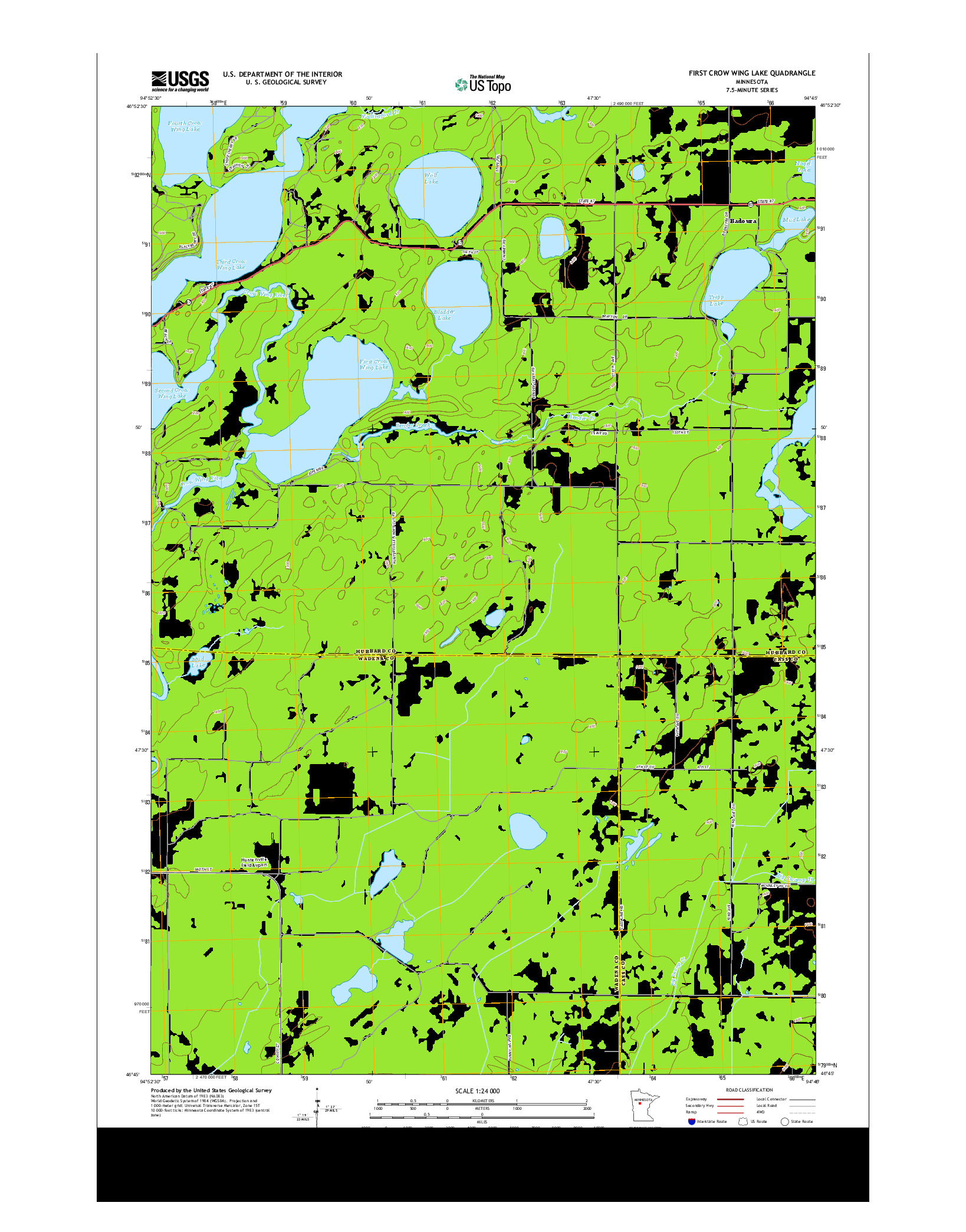USGS US TOPO 7.5-MINUTE MAP FOR FIRST CROW WING LAKE, MN 2013