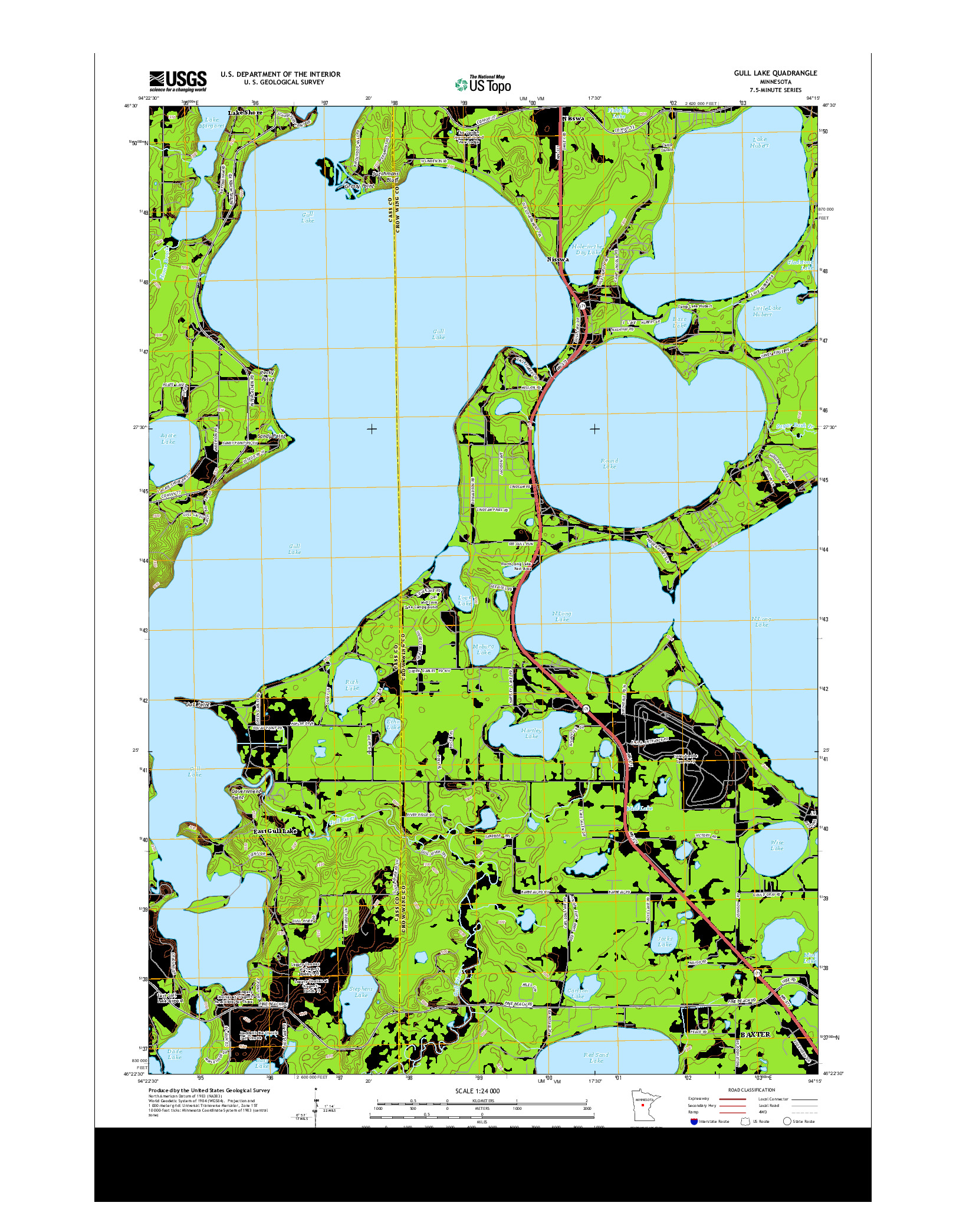 USGS US TOPO 7.5-MINUTE MAP FOR GULL LAKE, MN 2013