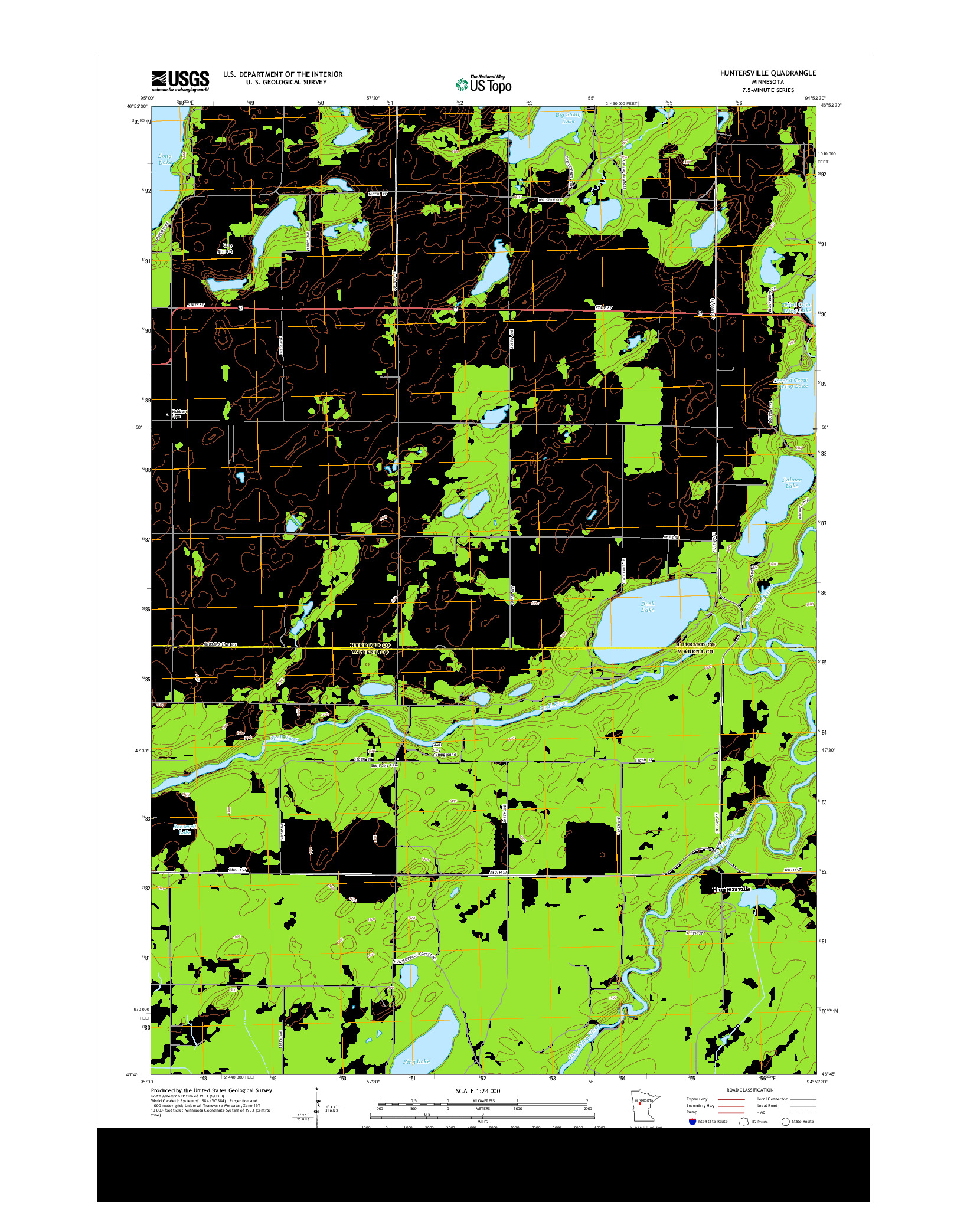 USGS US TOPO 7.5-MINUTE MAP FOR HUNTERSVILLE, MN 2013