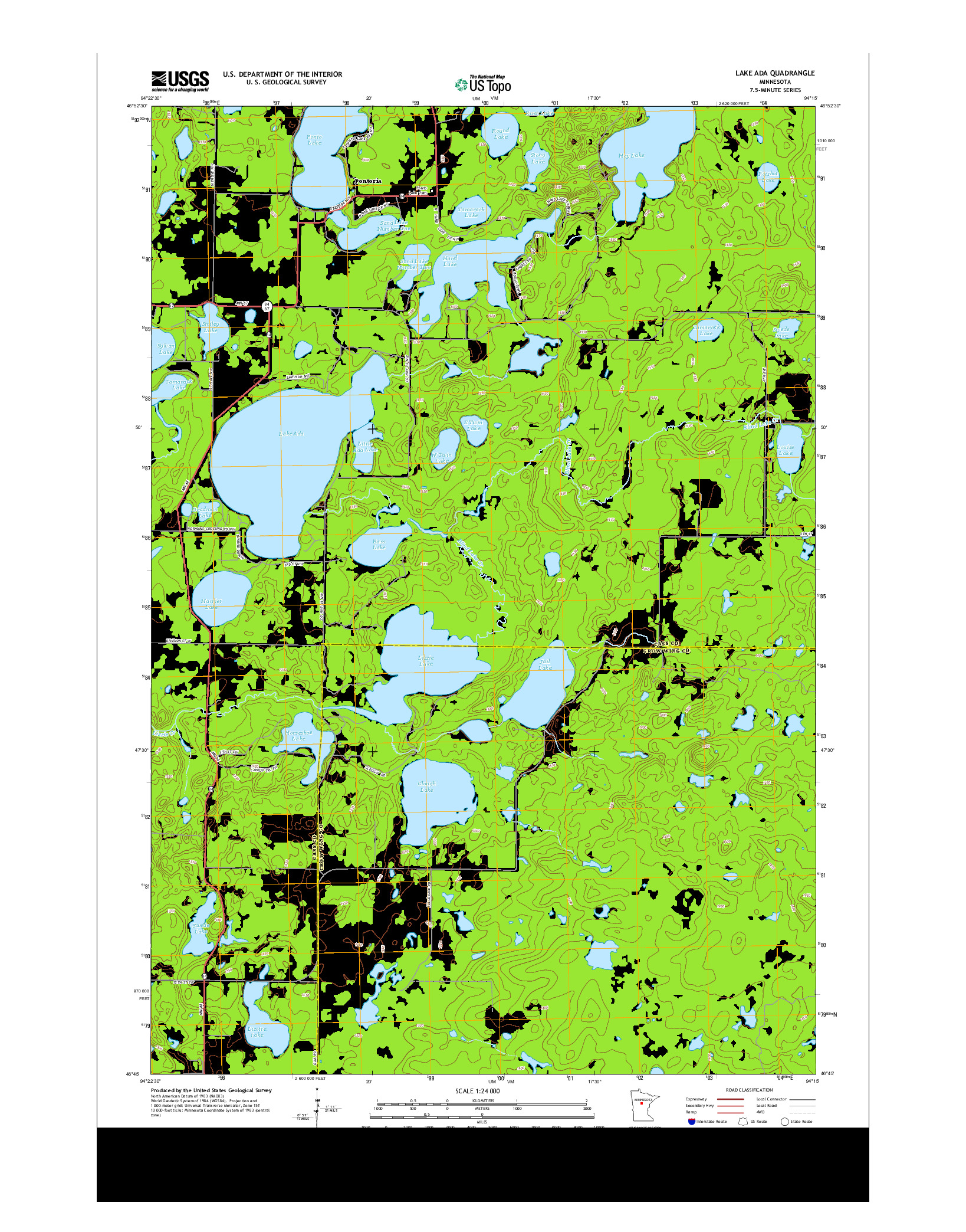 USGS US TOPO 7.5-MINUTE MAP FOR LAKE ADA, MN 2013