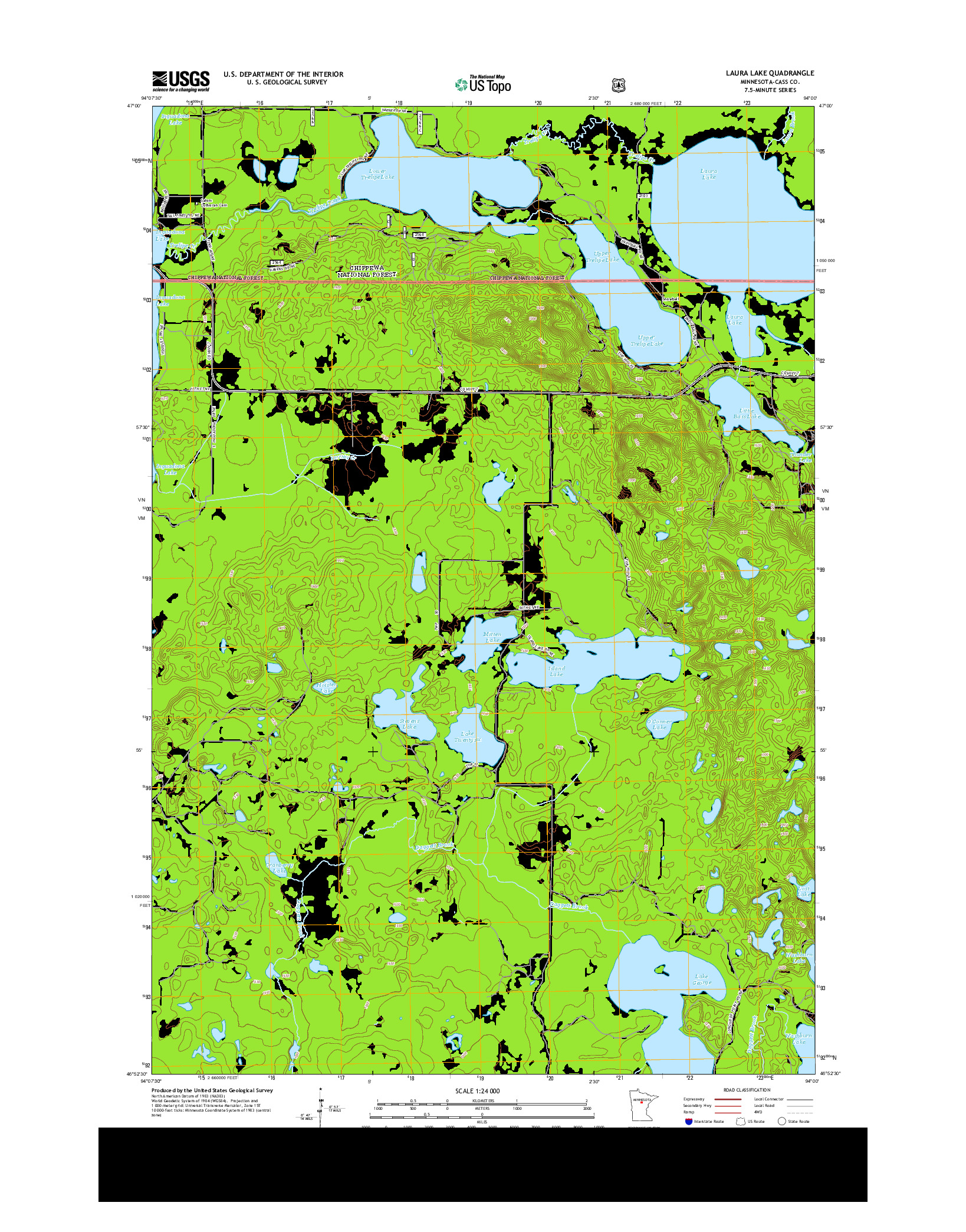 USGS US TOPO 7.5-MINUTE MAP FOR LAURA LAKE, MN 2013