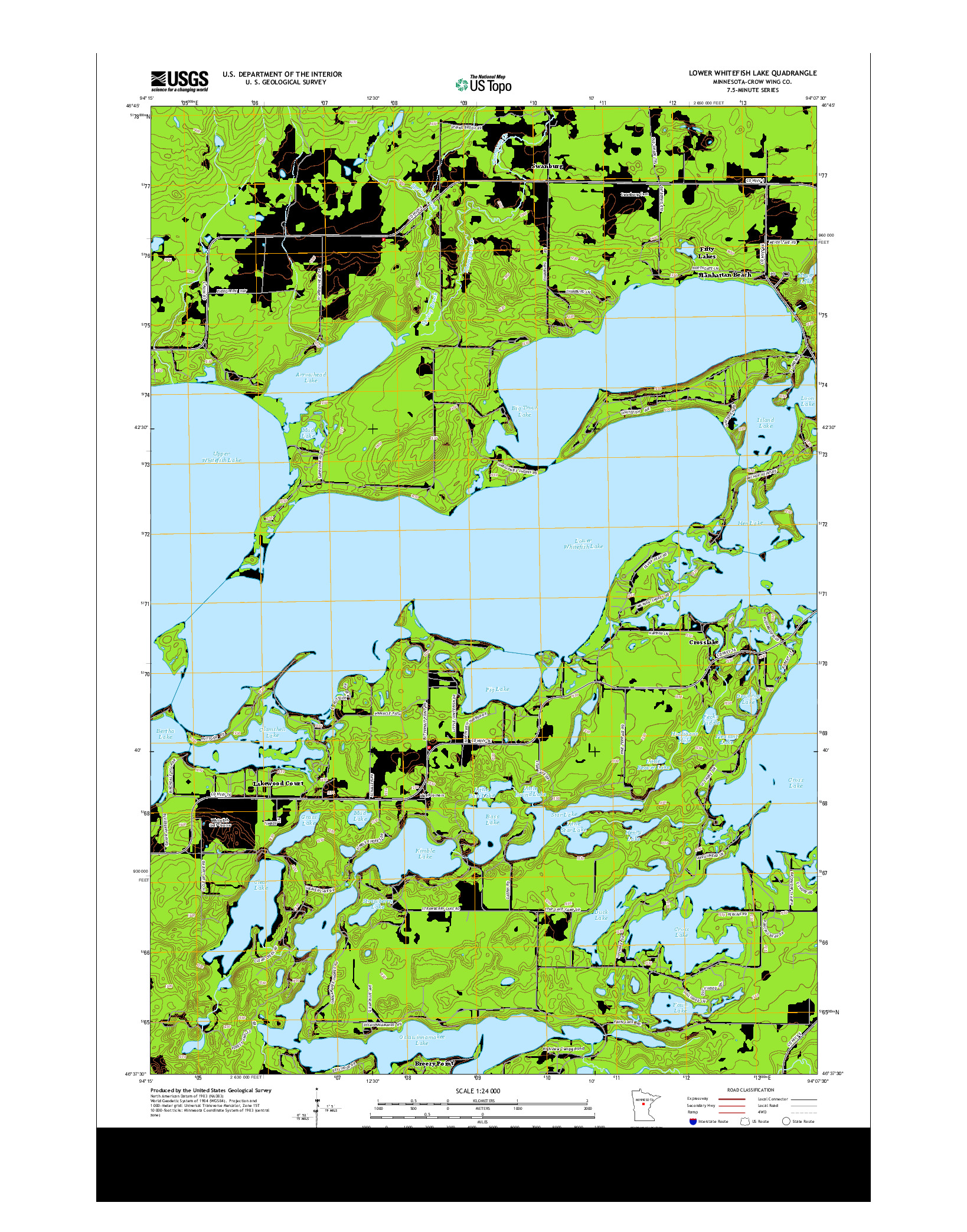 USGS US TOPO 7.5-MINUTE MAP FOR LOWER WHITEFISH LAKE, MN 2013