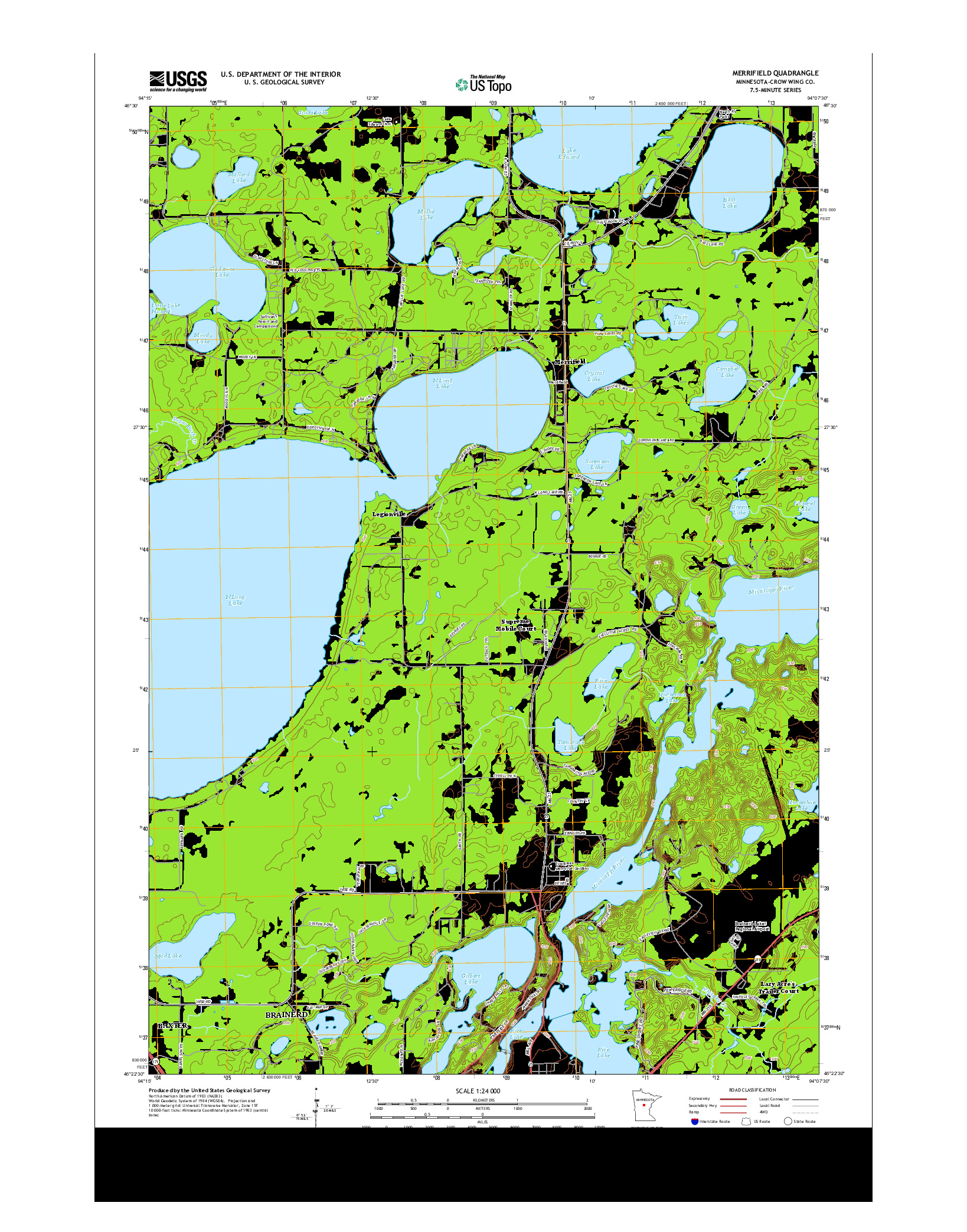 USGS US TOPO 7.5-MINUTE MAP FOR MERRIFIELD, MN 2013