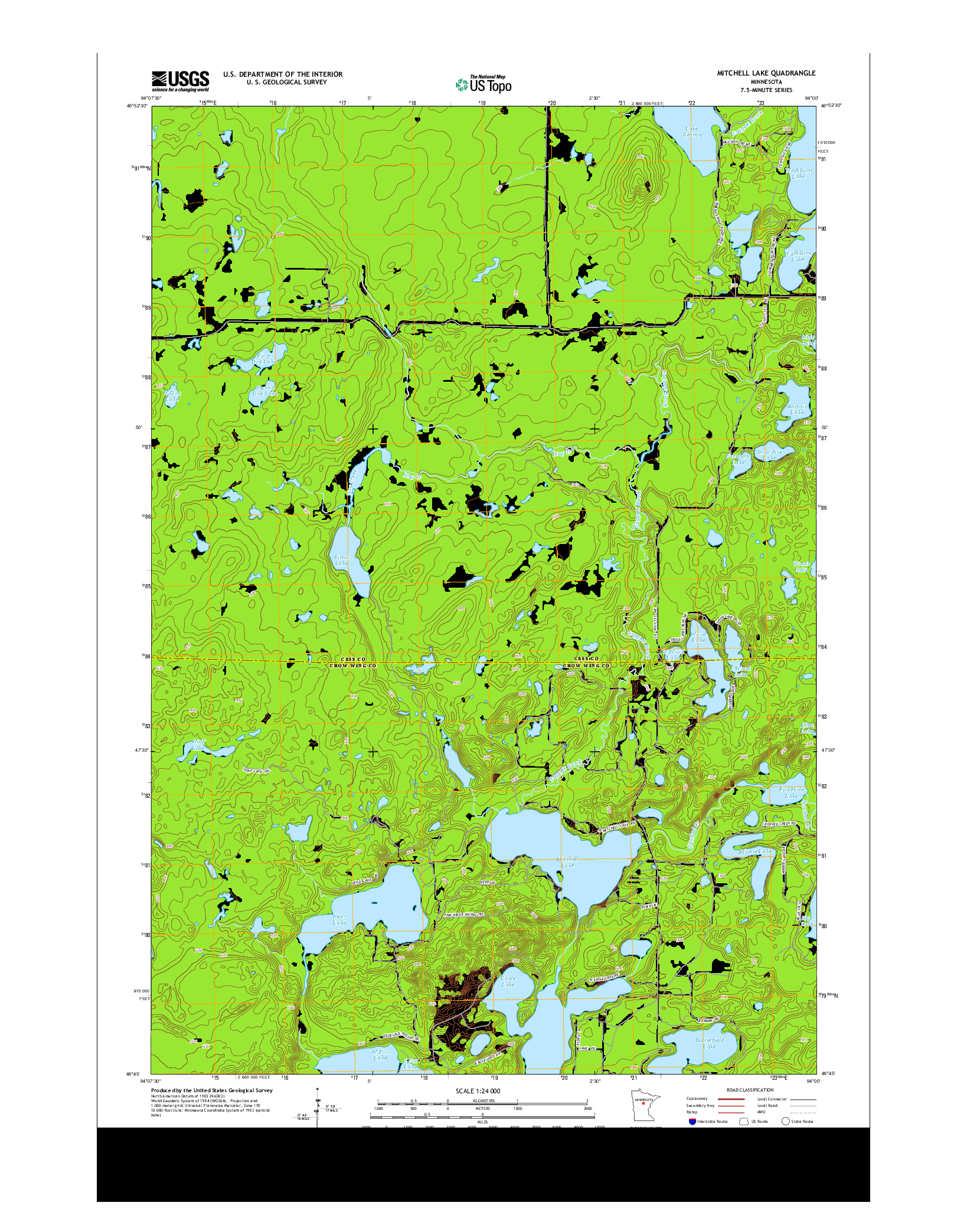 USGS US TOPO 7.5-MINUTE MAP FOR MITCHELL LAKE, MN 2013
