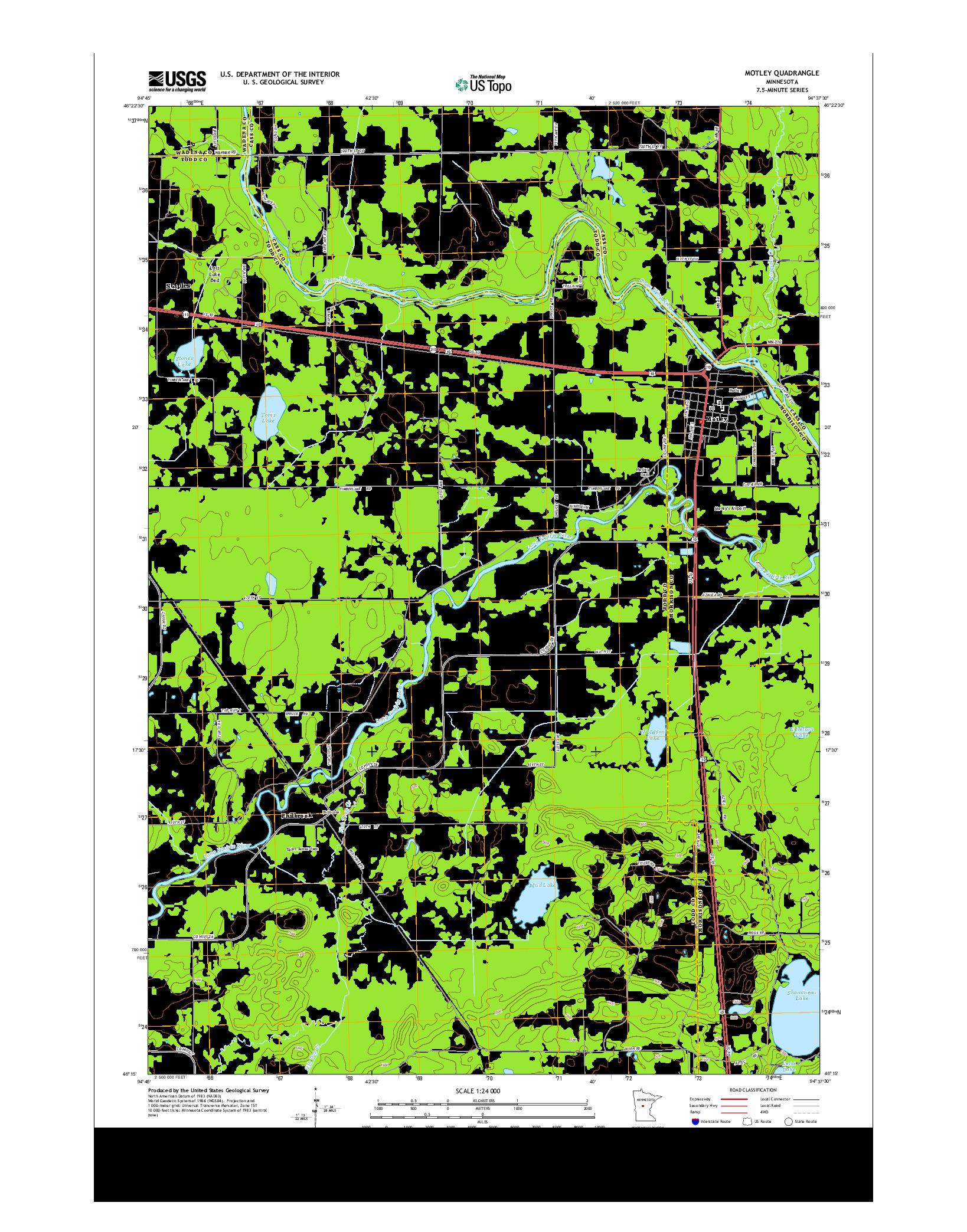 USGS US TOPO 7.5-MINUTE MAP FOR MOTLEY, MN 2013