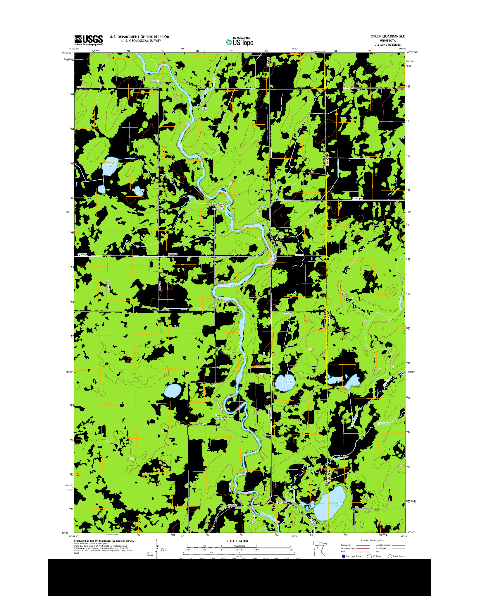 USGS US TOPO 7.5-MINUTE MAP FOR OYLEN, MN 2013