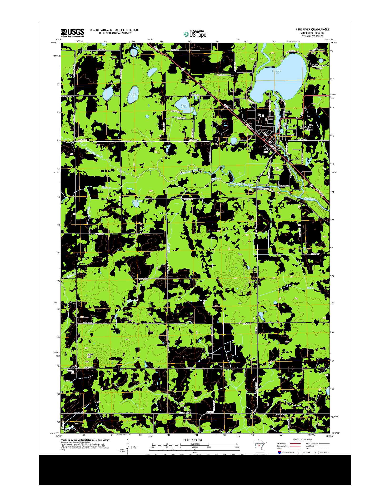 USGS US TOPO 7.5-MINUTE MAP FOR PINE RIVER, MN 2013