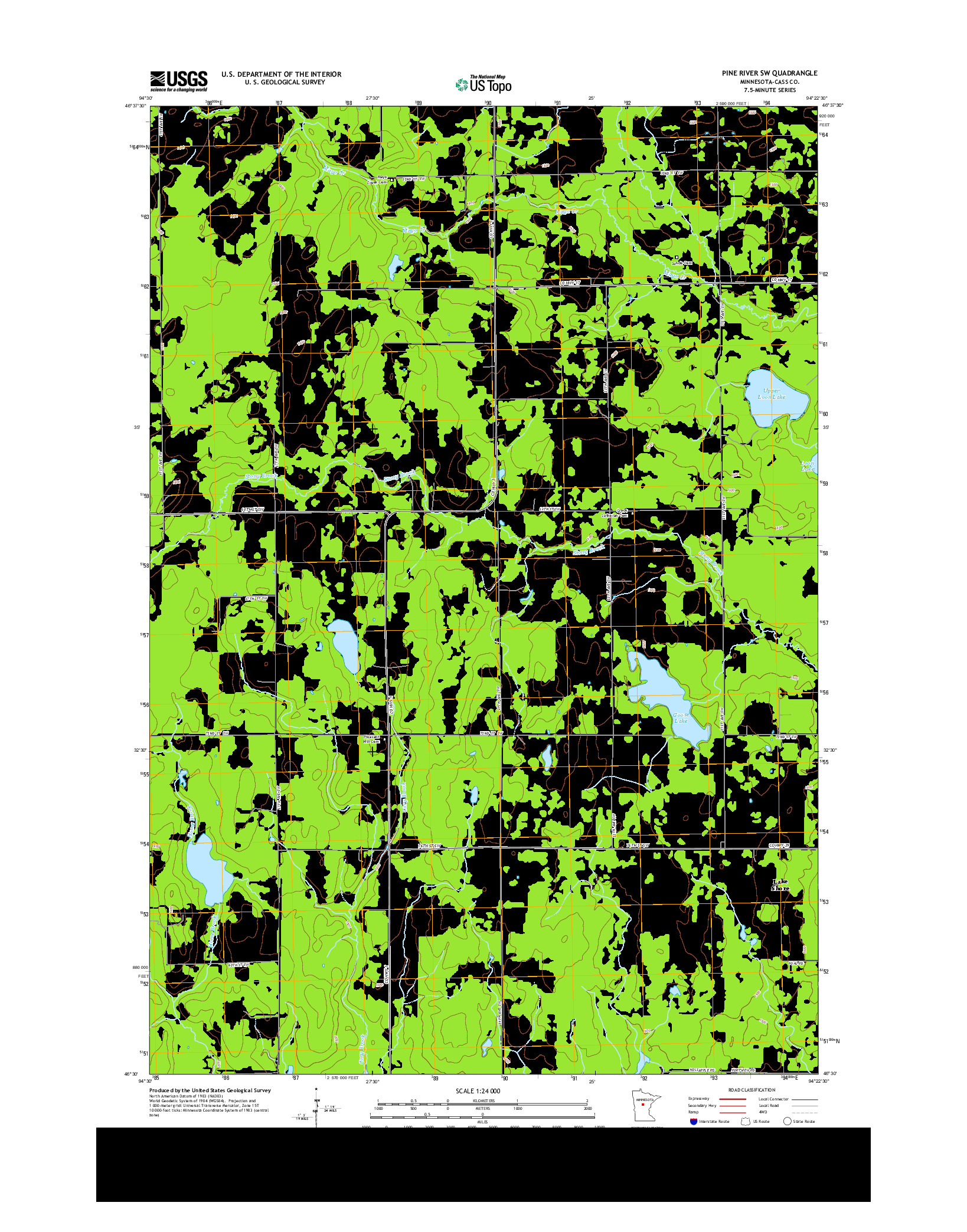 USGS US TOPO 7.5-MINUTE MAP FOR PINE RIVER SW, MN 2013