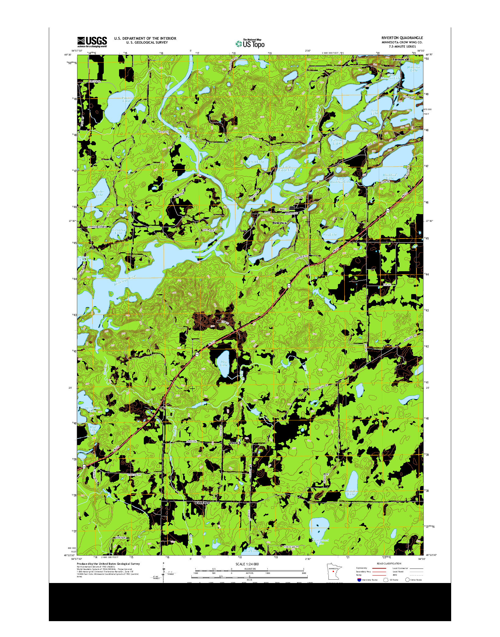 USGS US TOPO 7.5-MINUTE MAP FOR RIVERTON, MN 2013