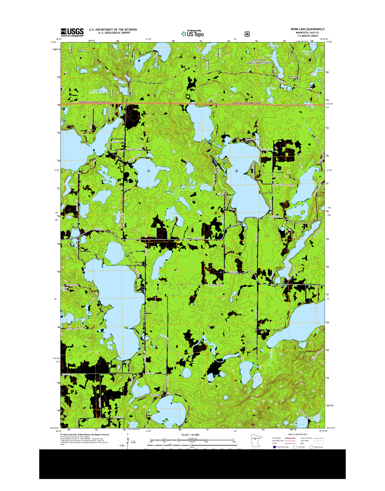 USGS US TOPO 7.5-MINUTE MAP FOR WEBB LAKE, MN 2013