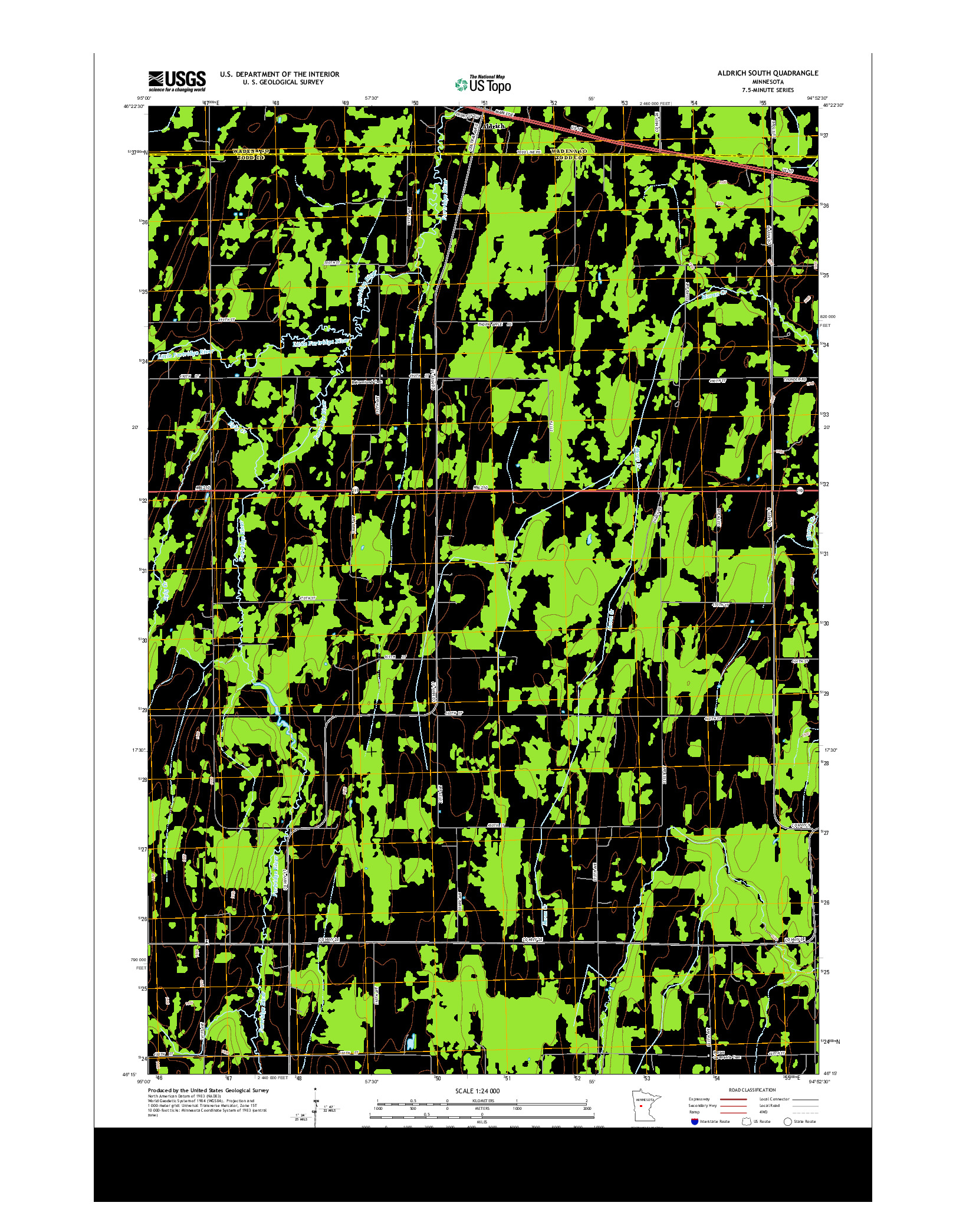 USGS US TOPO 7.5-MINUTE MAP FOR ALDRICH SOUTH, MN 2013