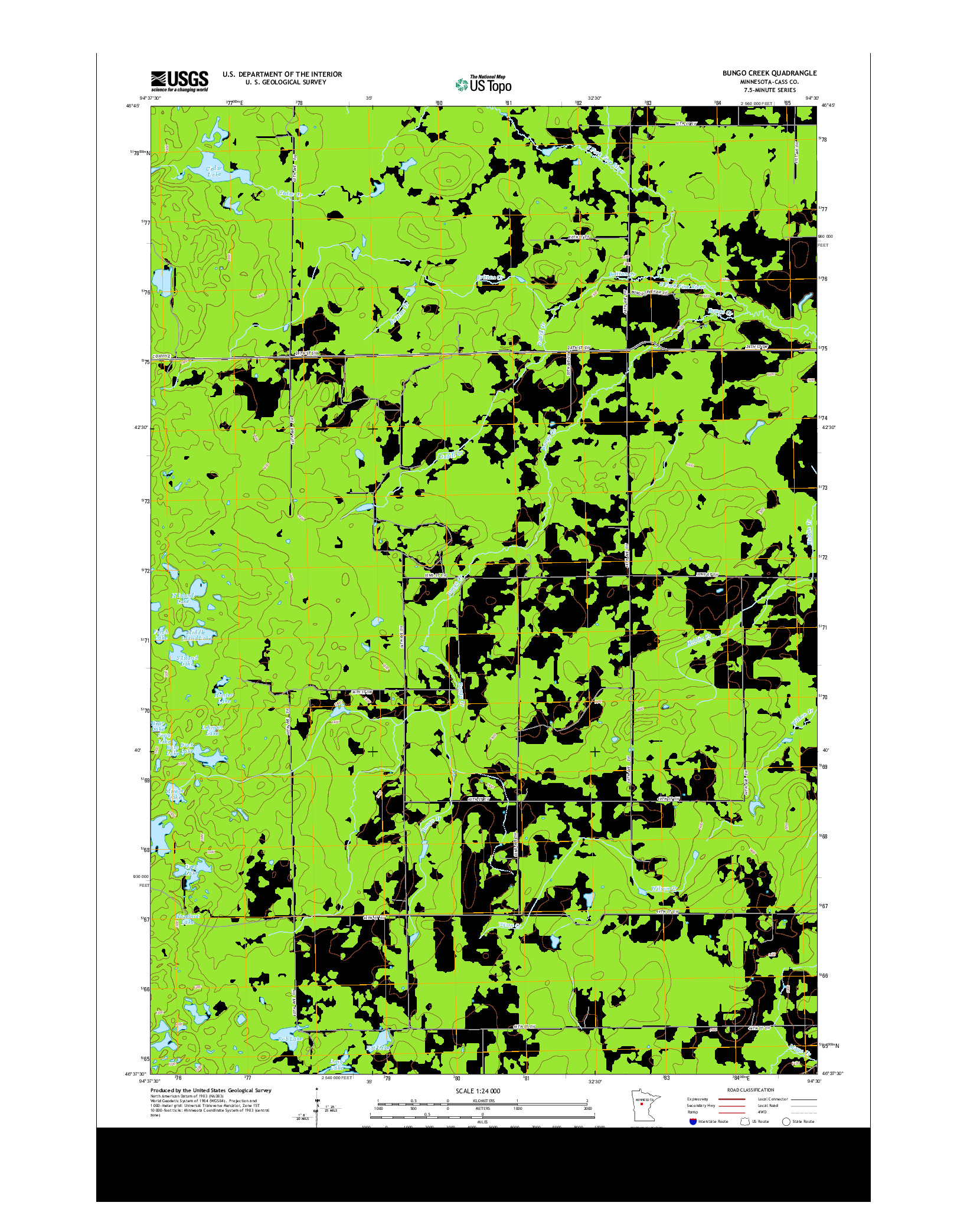 USGS US TOPO 7.5-MINUTE MAP FOR BUNGO CREEK, MN 2013