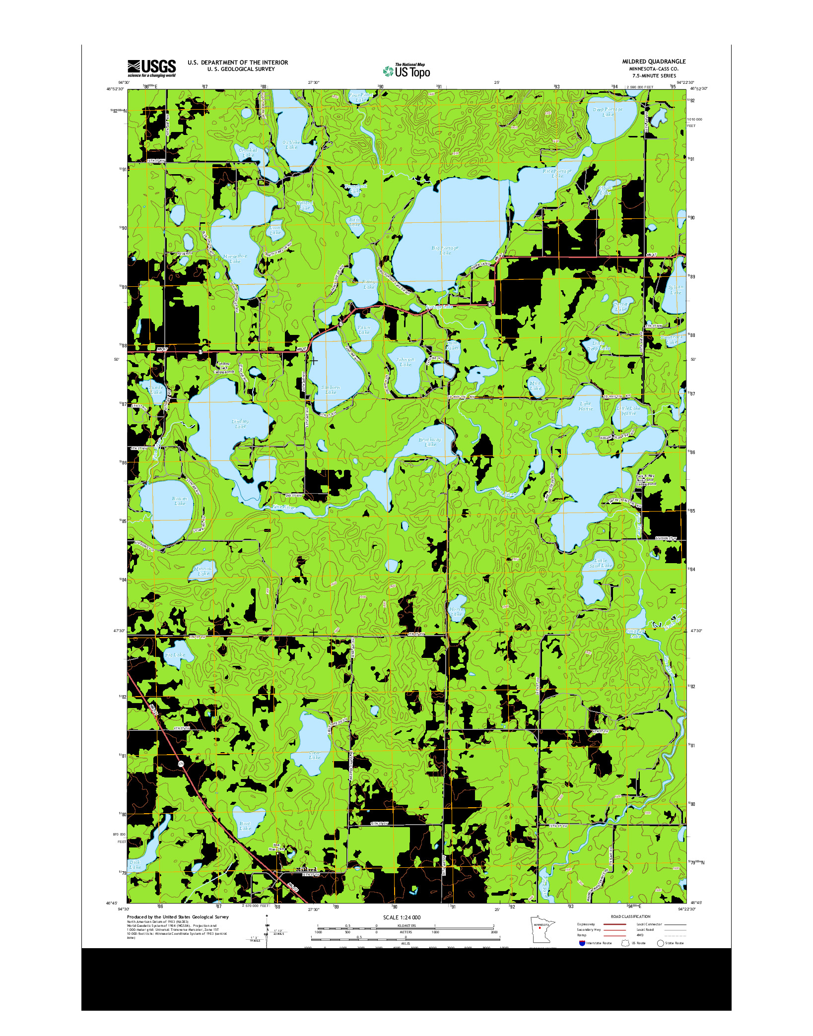 USGS US TOPO 7.5-MINUTE MAP FOR MILDRED, MN 2013