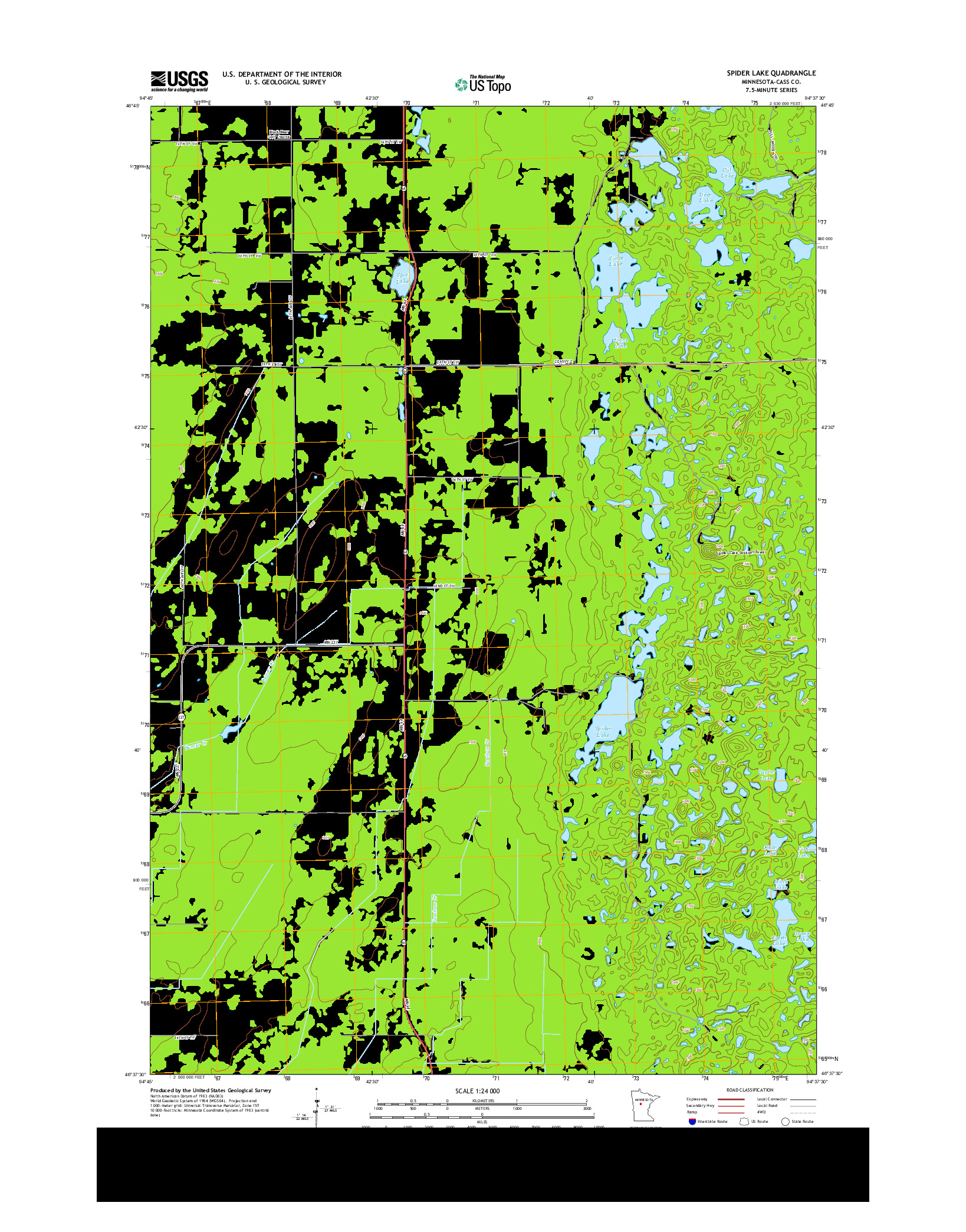 USGS US TOPO 7.5-MINUTE MAP FOR SPIDER LAKE, MN 2013