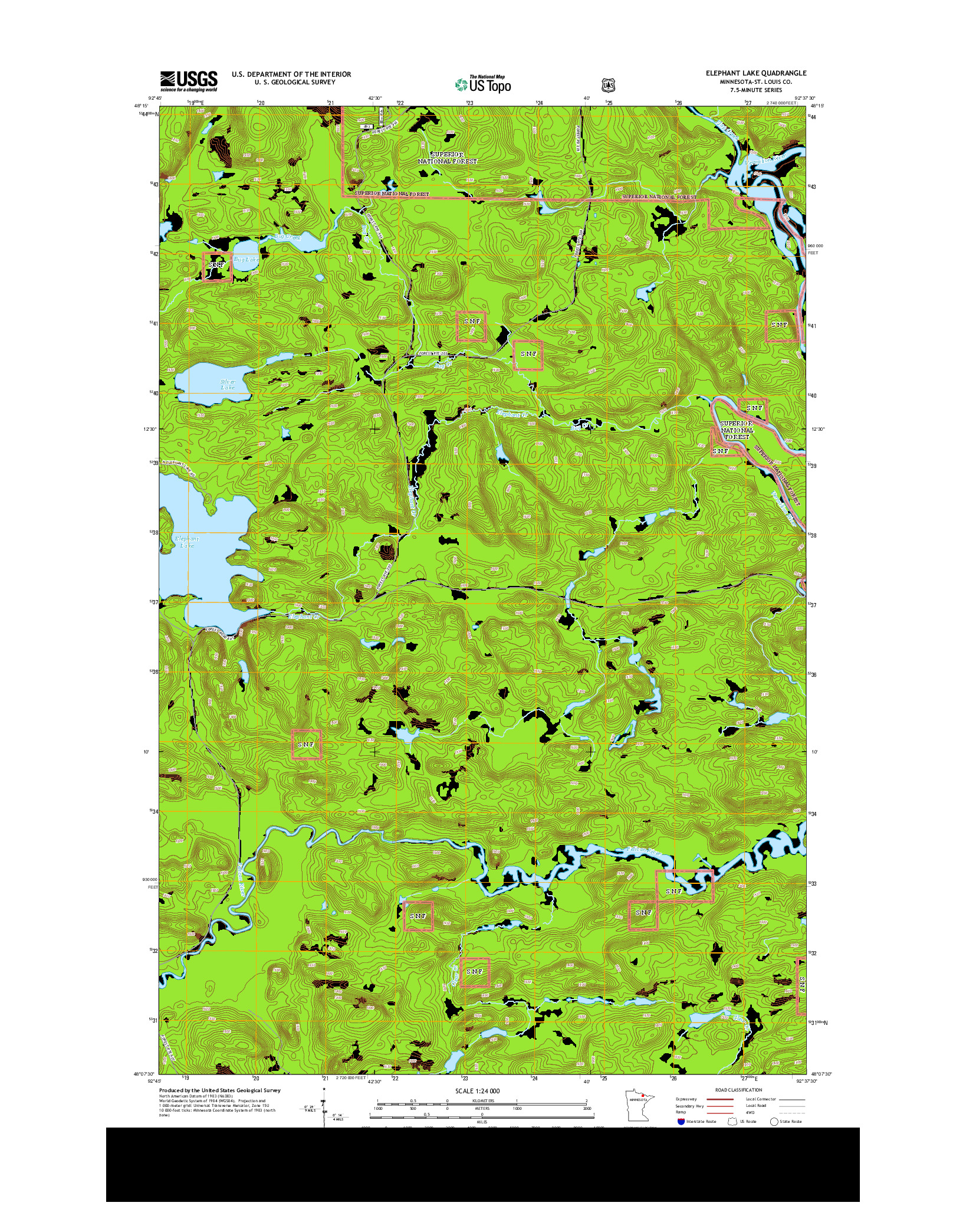 USGS US TOPO 7.5-MINUTE MAP FOR ELEPHANT LAKE, MN 2013