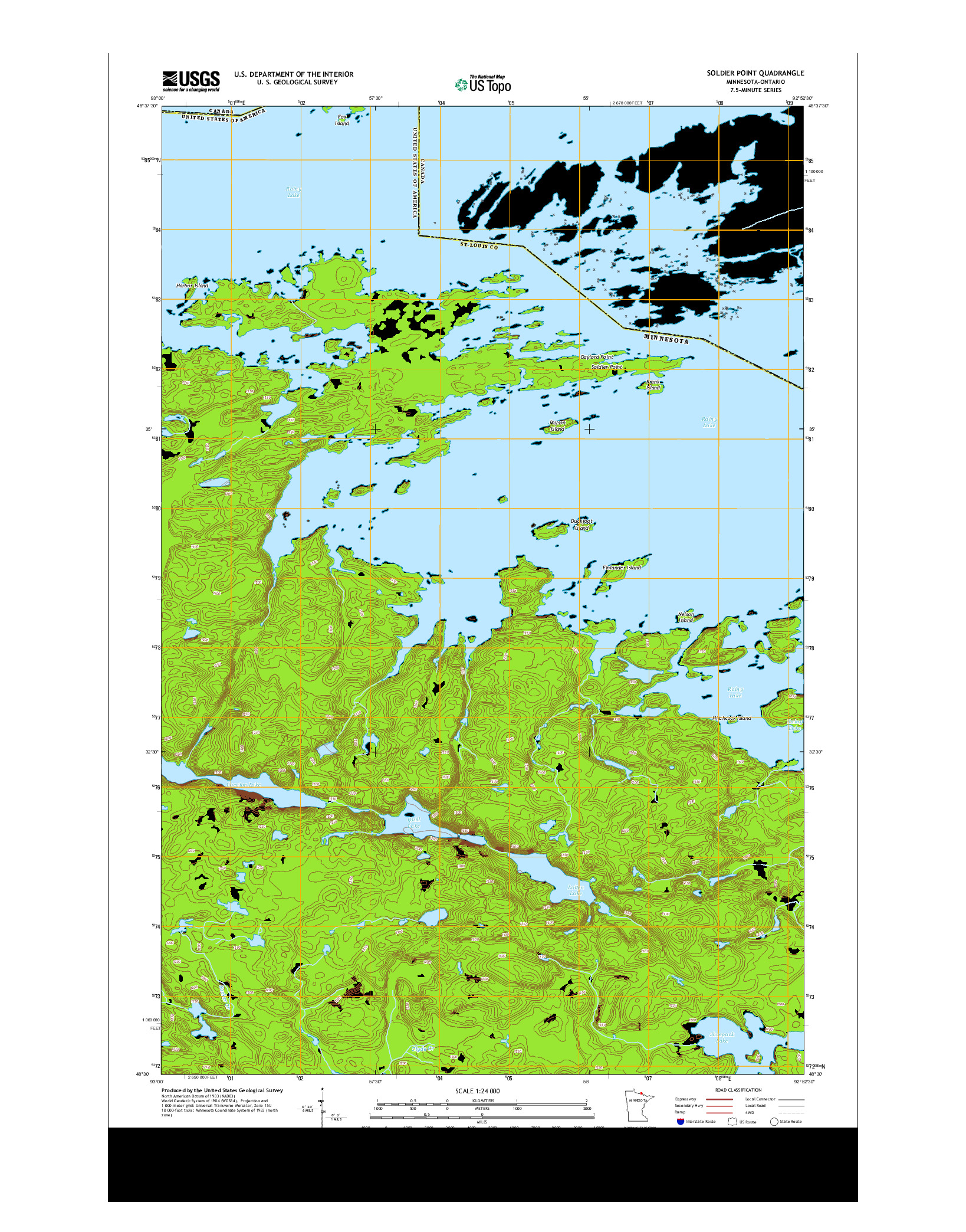 USGS US TOPO 7.5-MINUTE MAP FOR SOLDIER POINT, MN-ON 2013