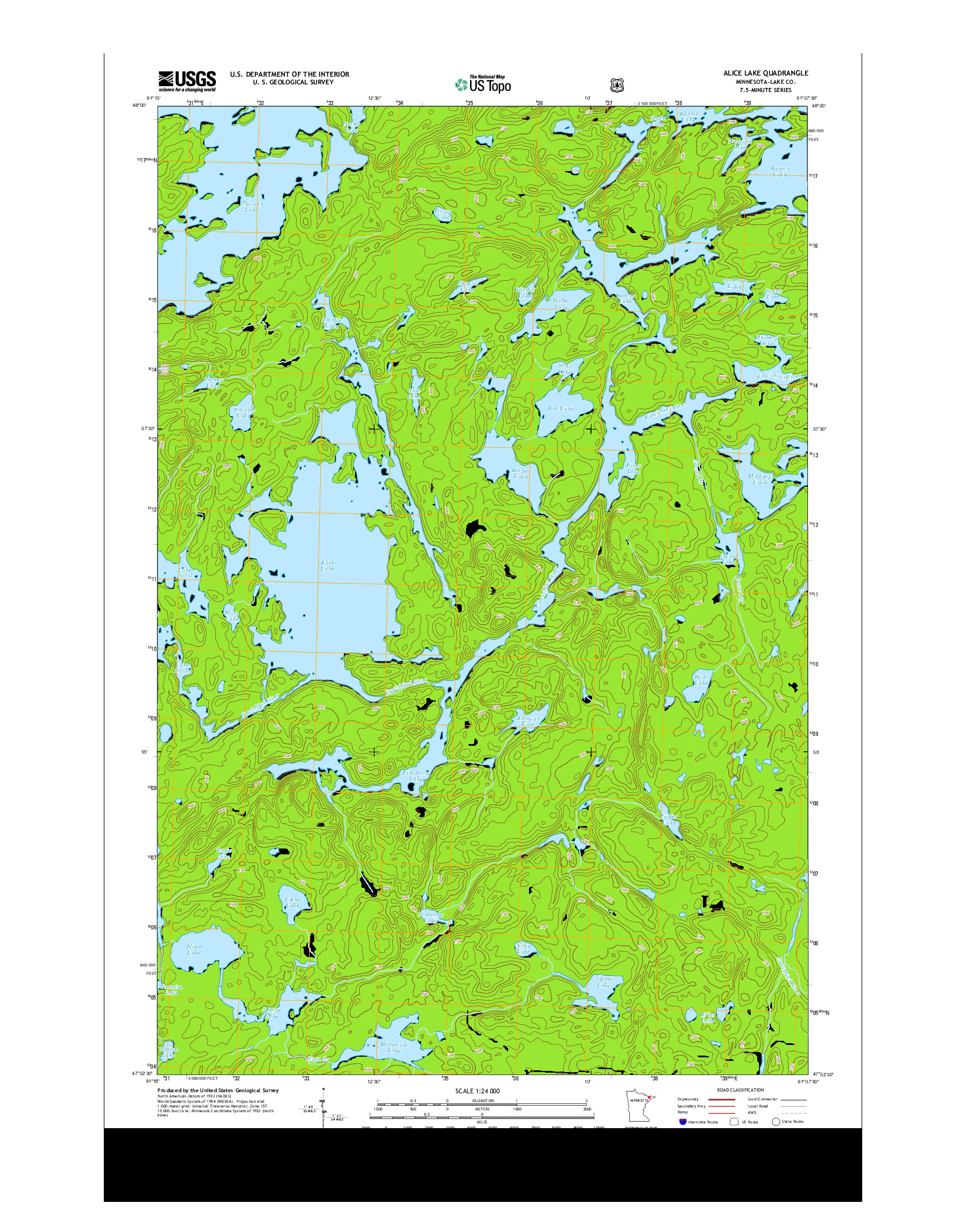USGS US TOPO 7.5-MINUTE MAP FOR ALICE LAKE, MN 2013