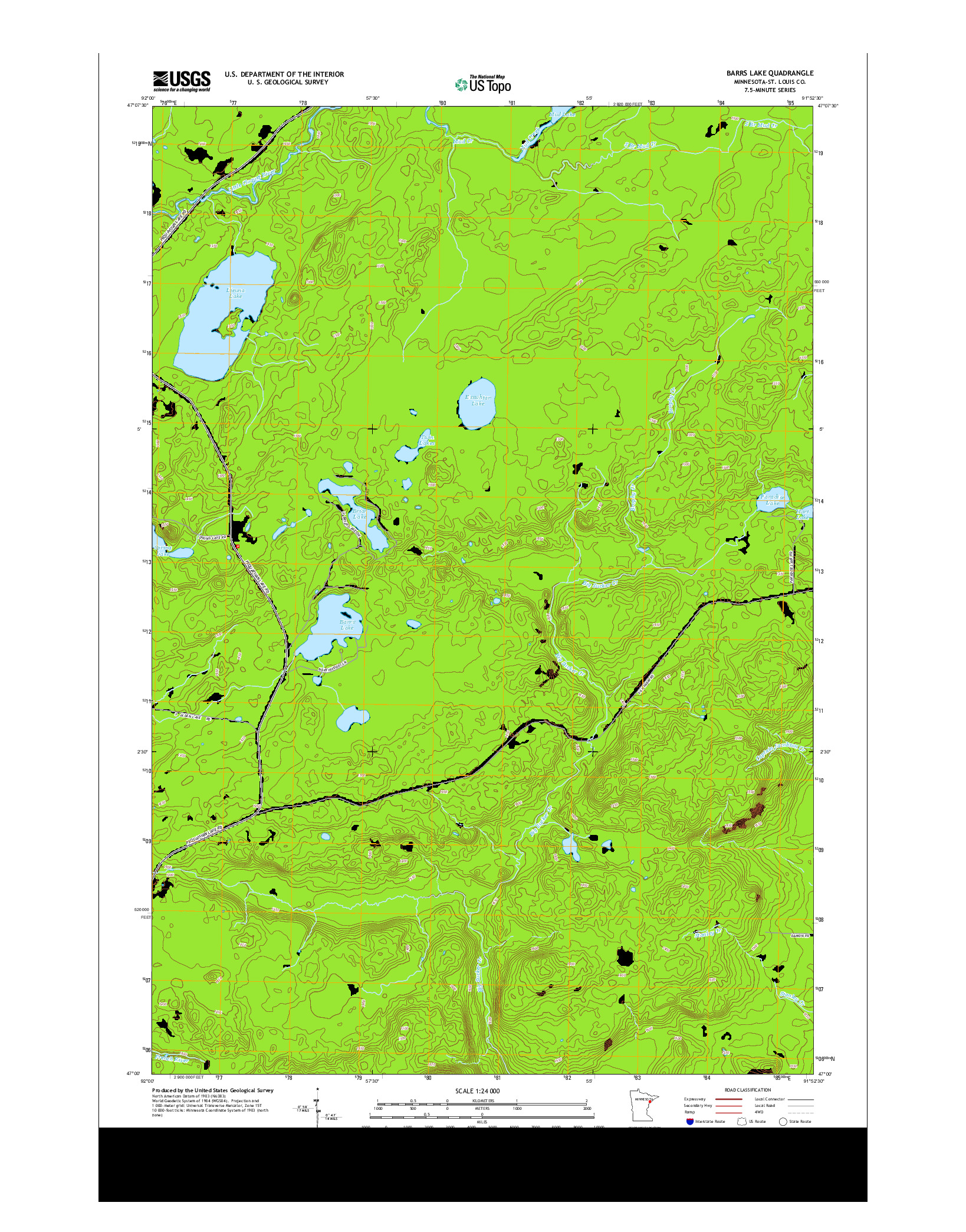 USGS US TOPO 7.5-MINUTE MAP FOR BARRS LAKE, MN 2013