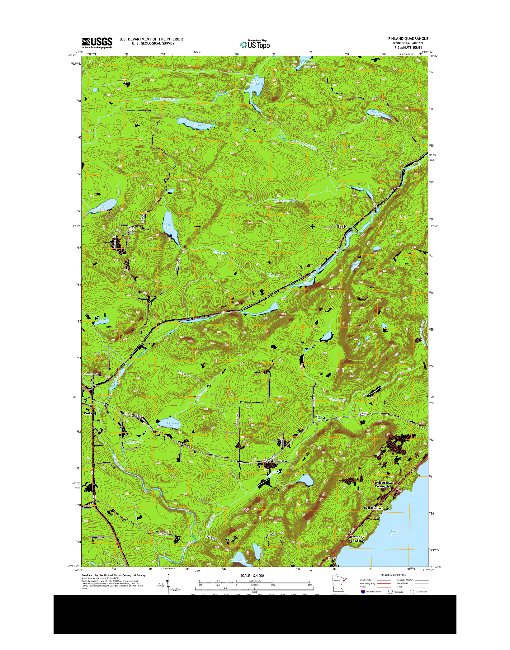 USGS US TOPO 7.5-MINUTE MAP FOR FINLAND, MN 2013