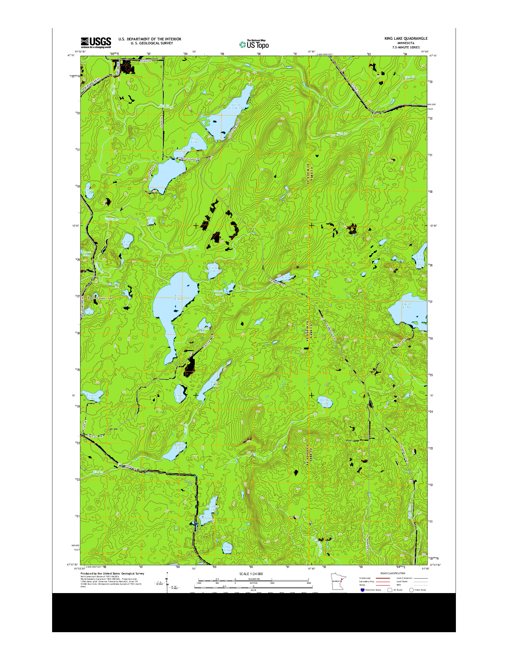 USGS US TOPO 7.5-MINUTE MAP FOR KING LAKE, MN 2013