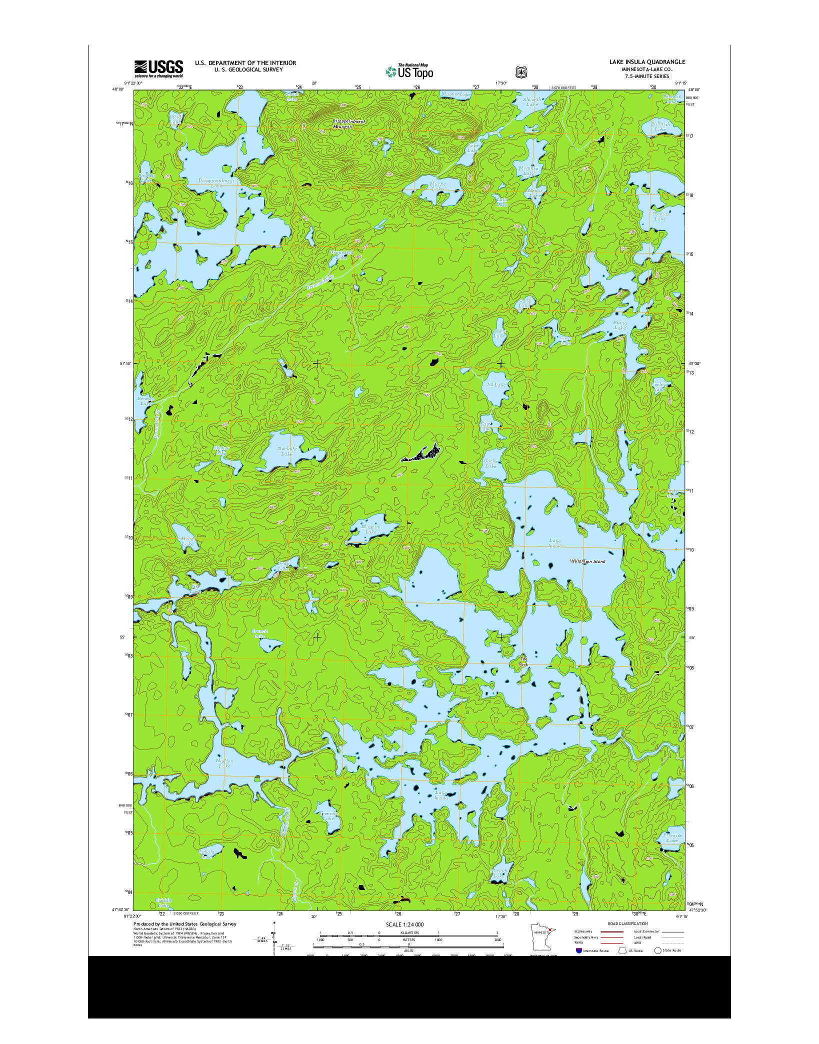 USGS US TOPO 7.5-MINUTE MAP FOR LAKE INSULA, MN 2013