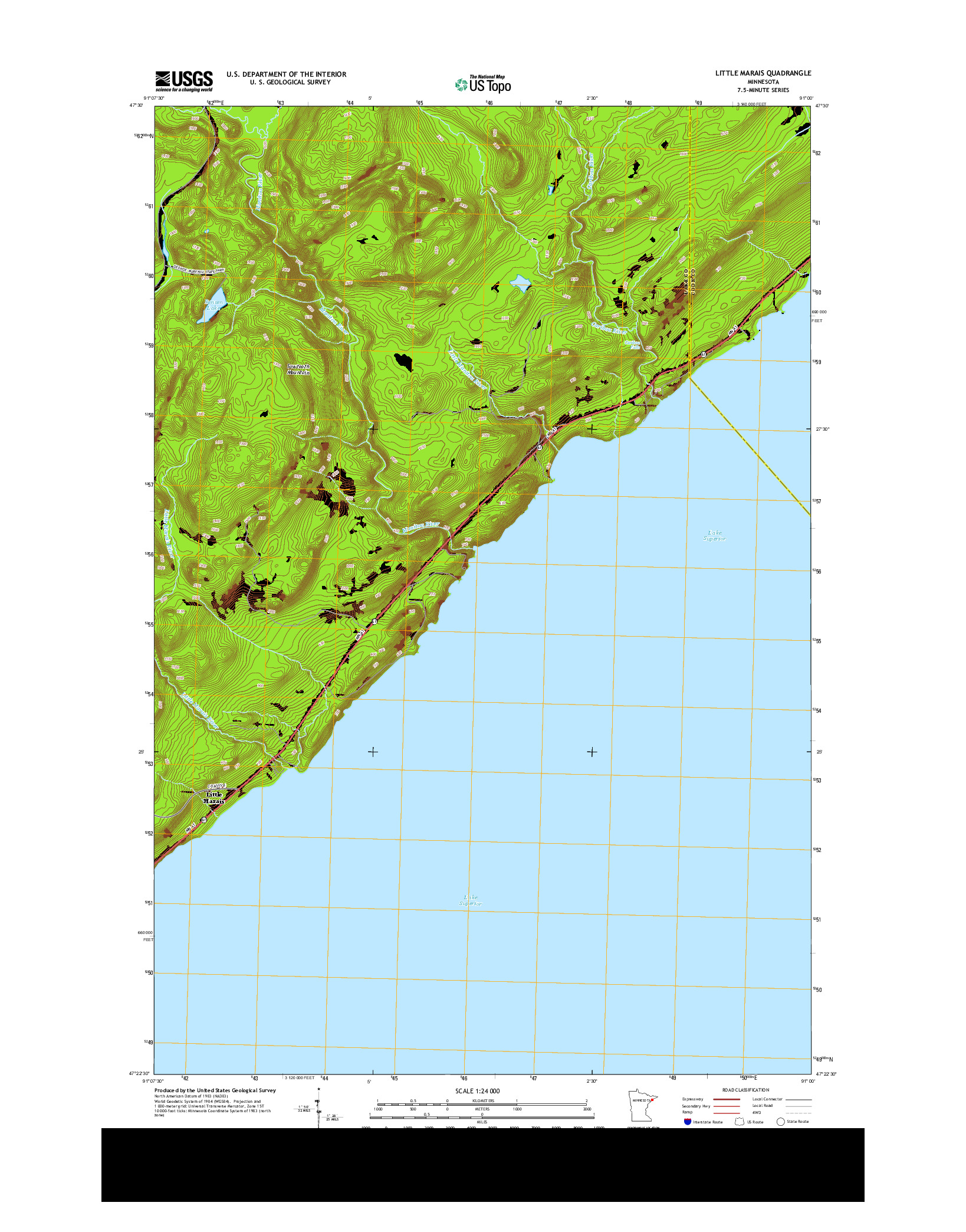 USGS US TOPO 7.5-MINUTE MAP FOR LITTLE MARAIS, MN 2013