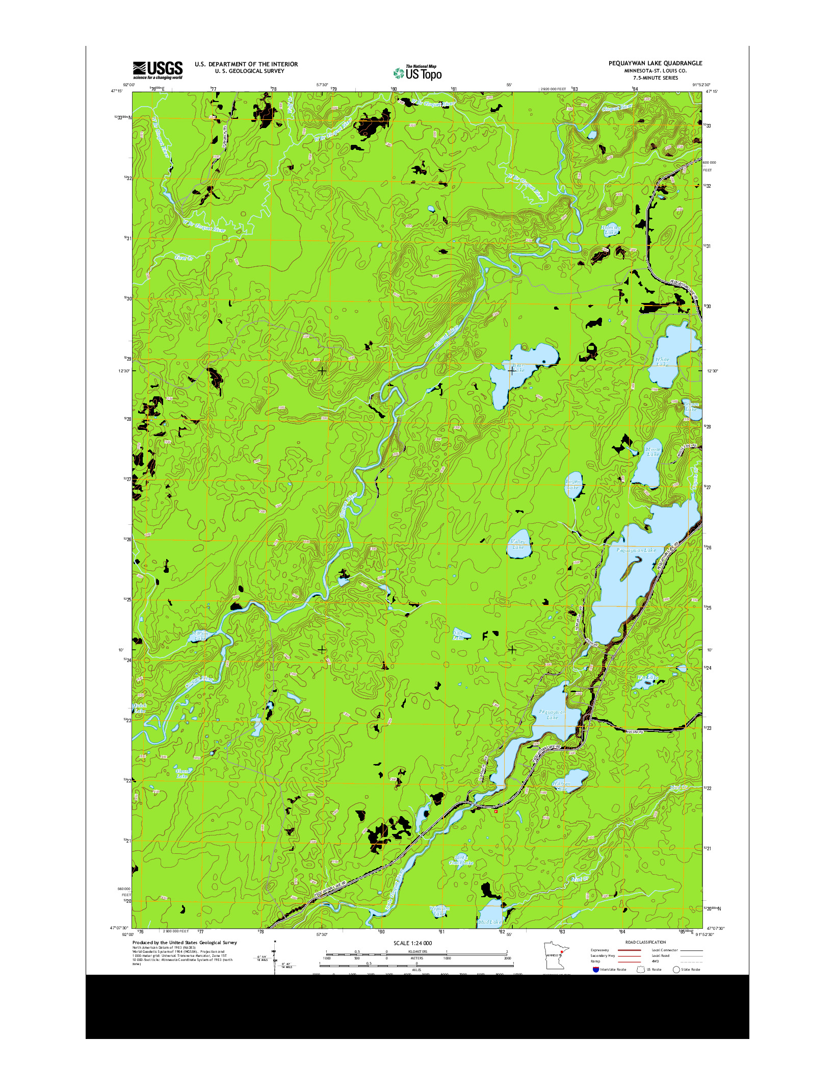 USGS US TOPO 7.5-MINUTE MAP FOR PEQUAYWAN LAKE, MN 2013