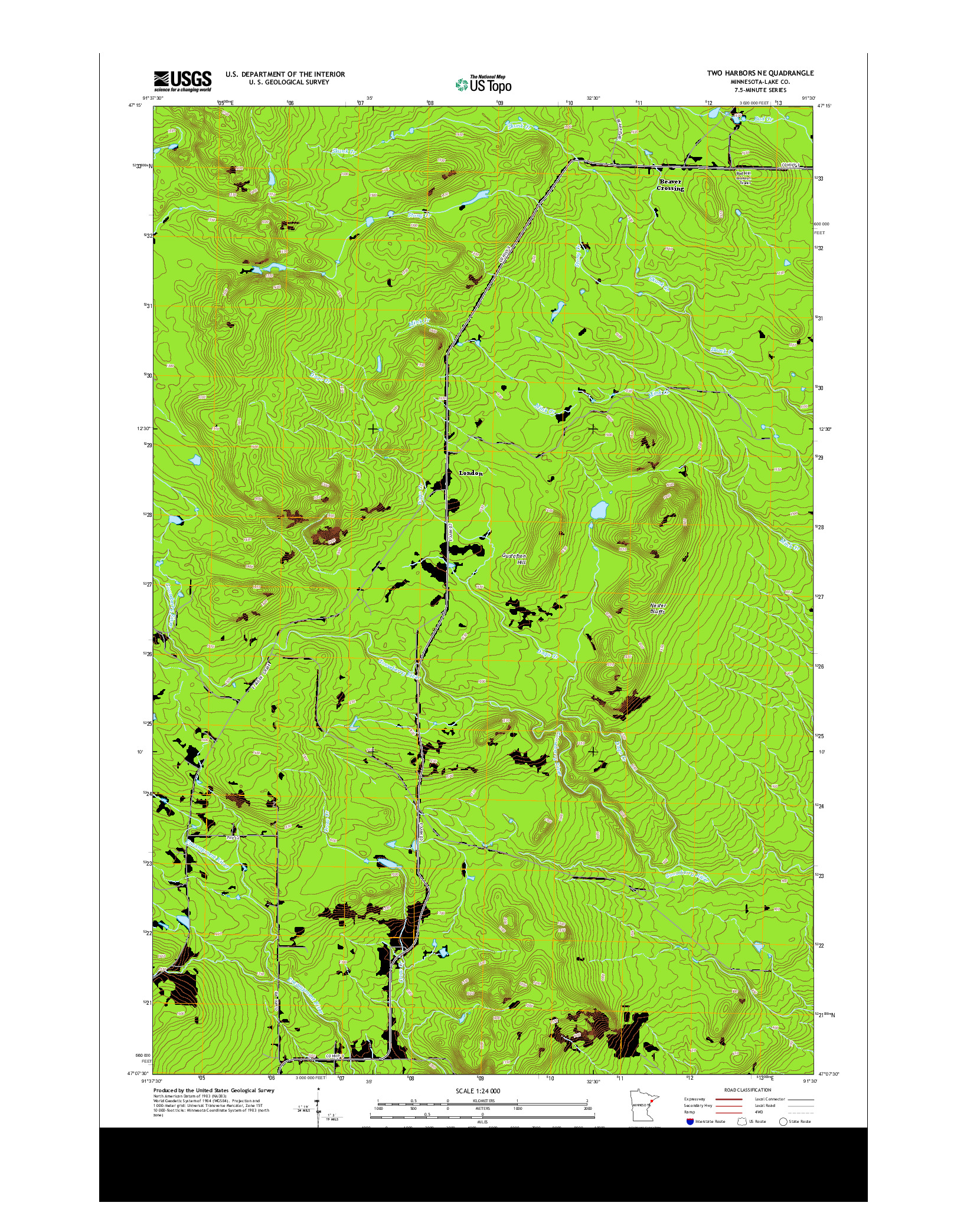 USGS US TOPO 7.5-MINUTE MAP FOR TWO HARBORS NE, MN 2013