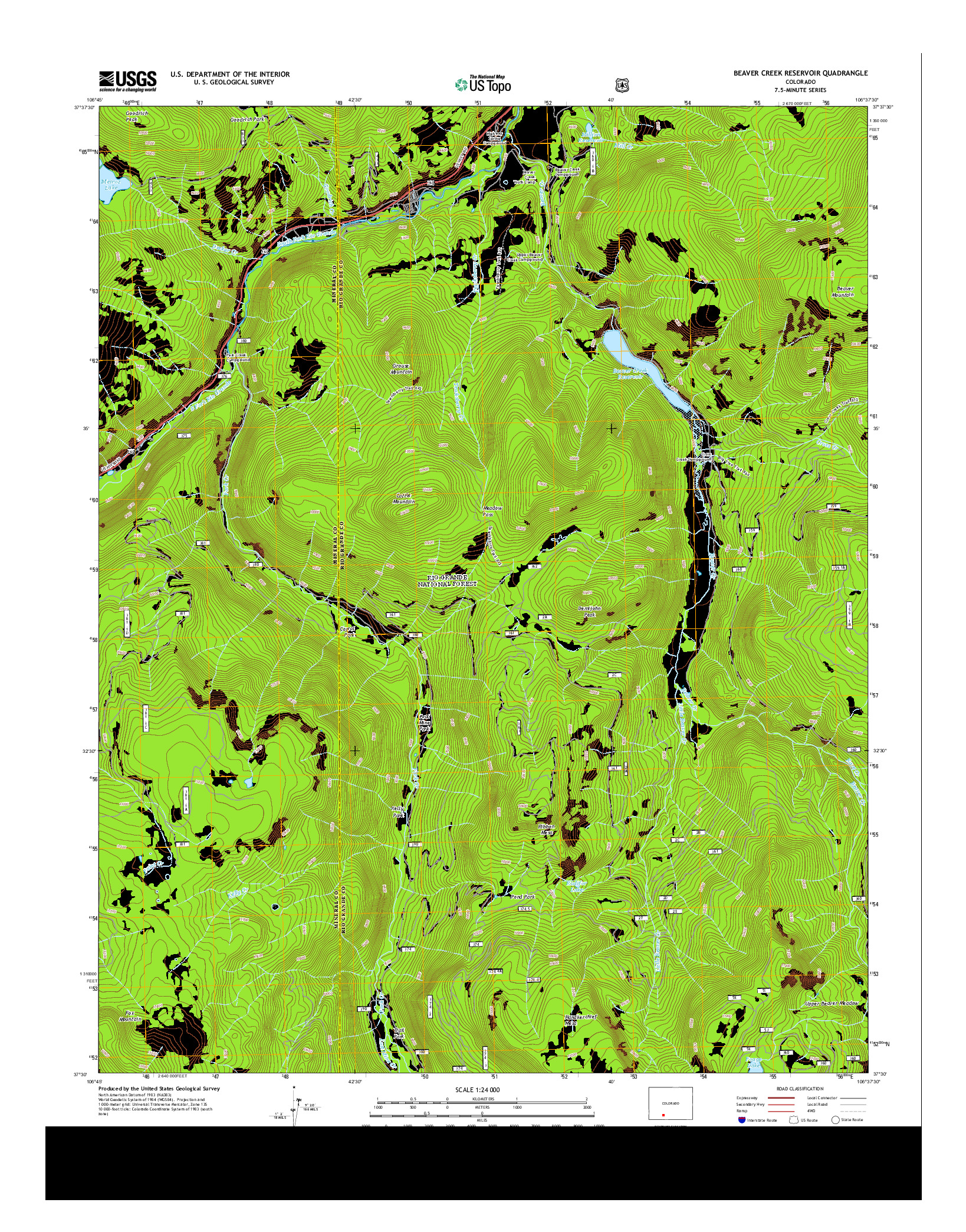 USGS US TOPO 7.5-MINUTE MAP FOR BEAVER CREEK RESERVOIR, CO 2013